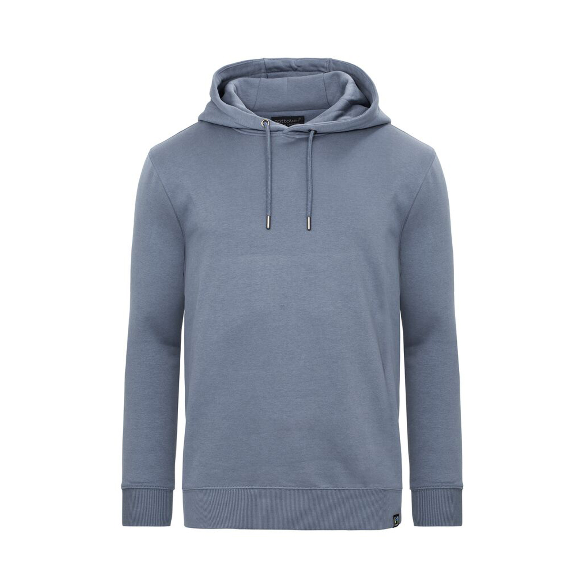 Unisex Hoodie Key Hood in Blaugrau mit doppellagiger Kapuze, Vorderansicht