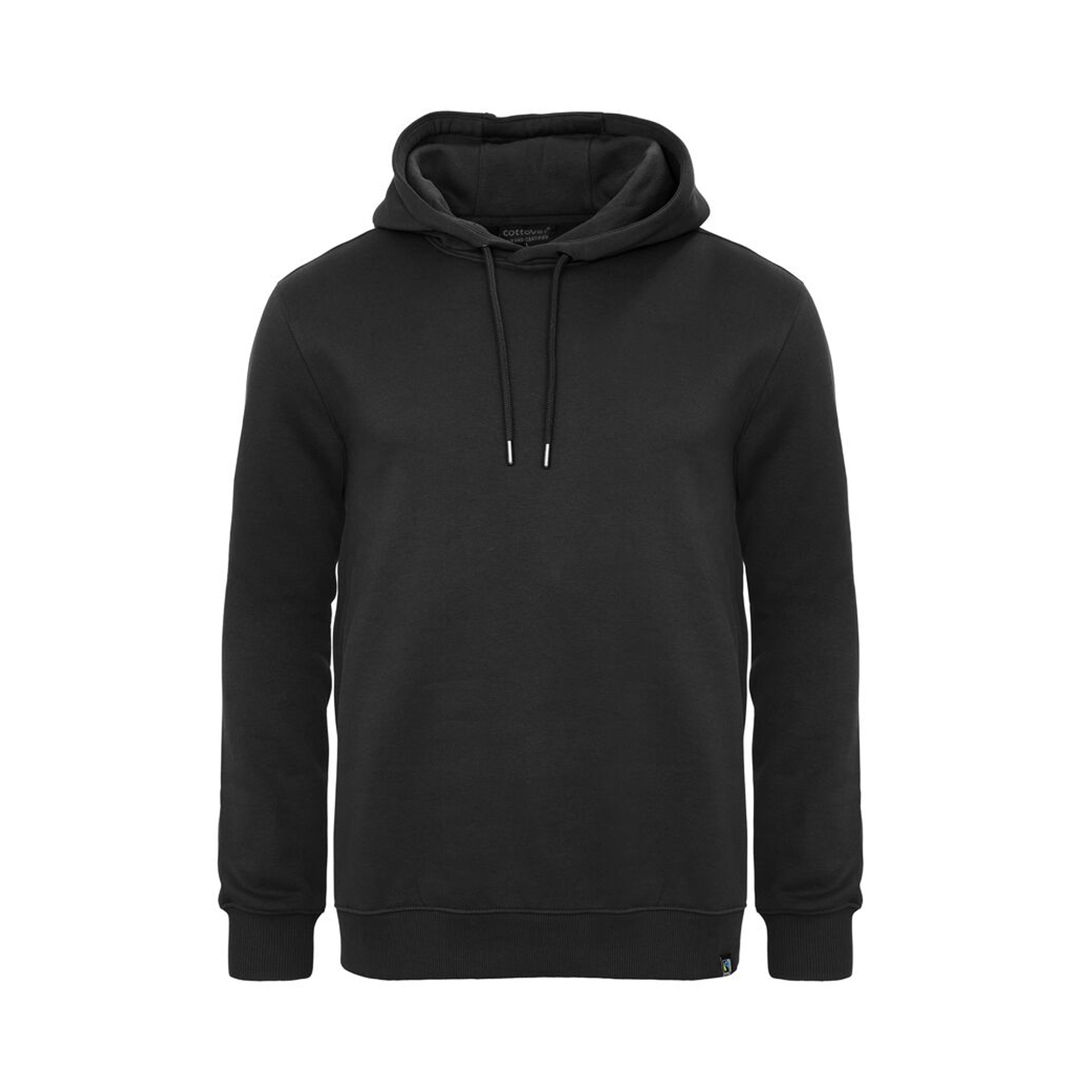Unisex Hoodie Key Hood in Schwarz mit doppellagiger Kapuze, Vorderansicht