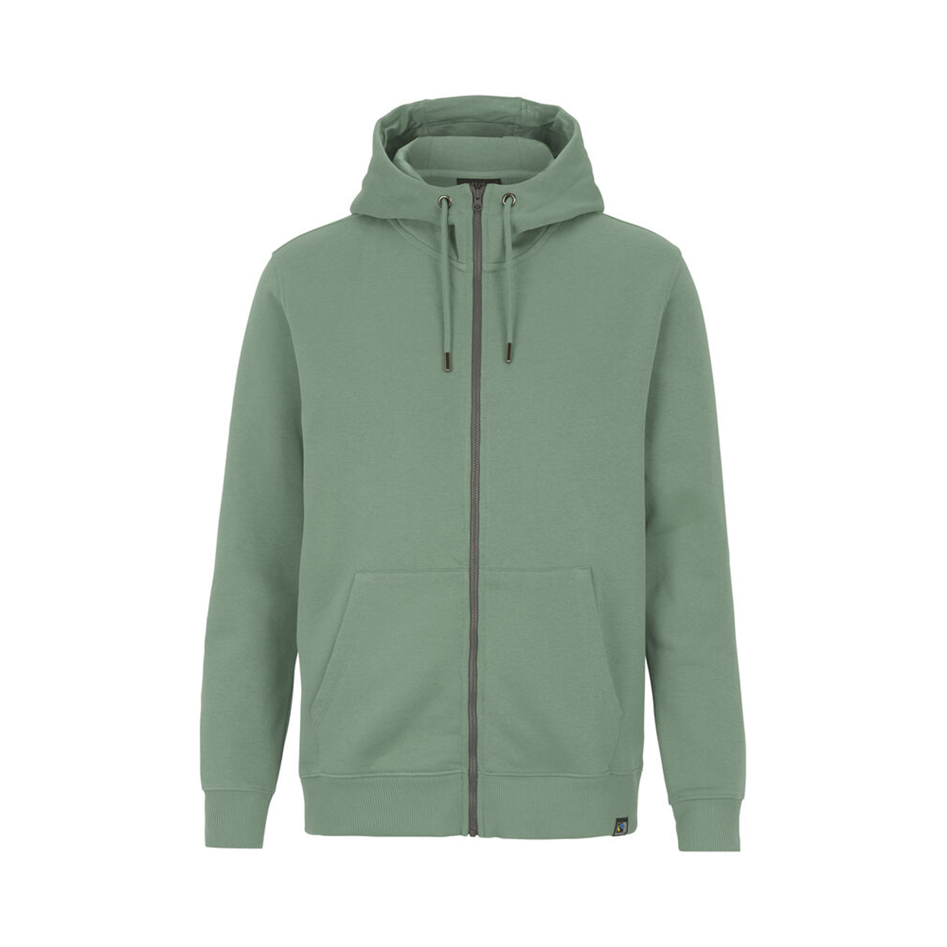 Herren-Hoodie Key FZ Hood Man in Staubiges Grün mit Reissverschluss, Vorderansicht