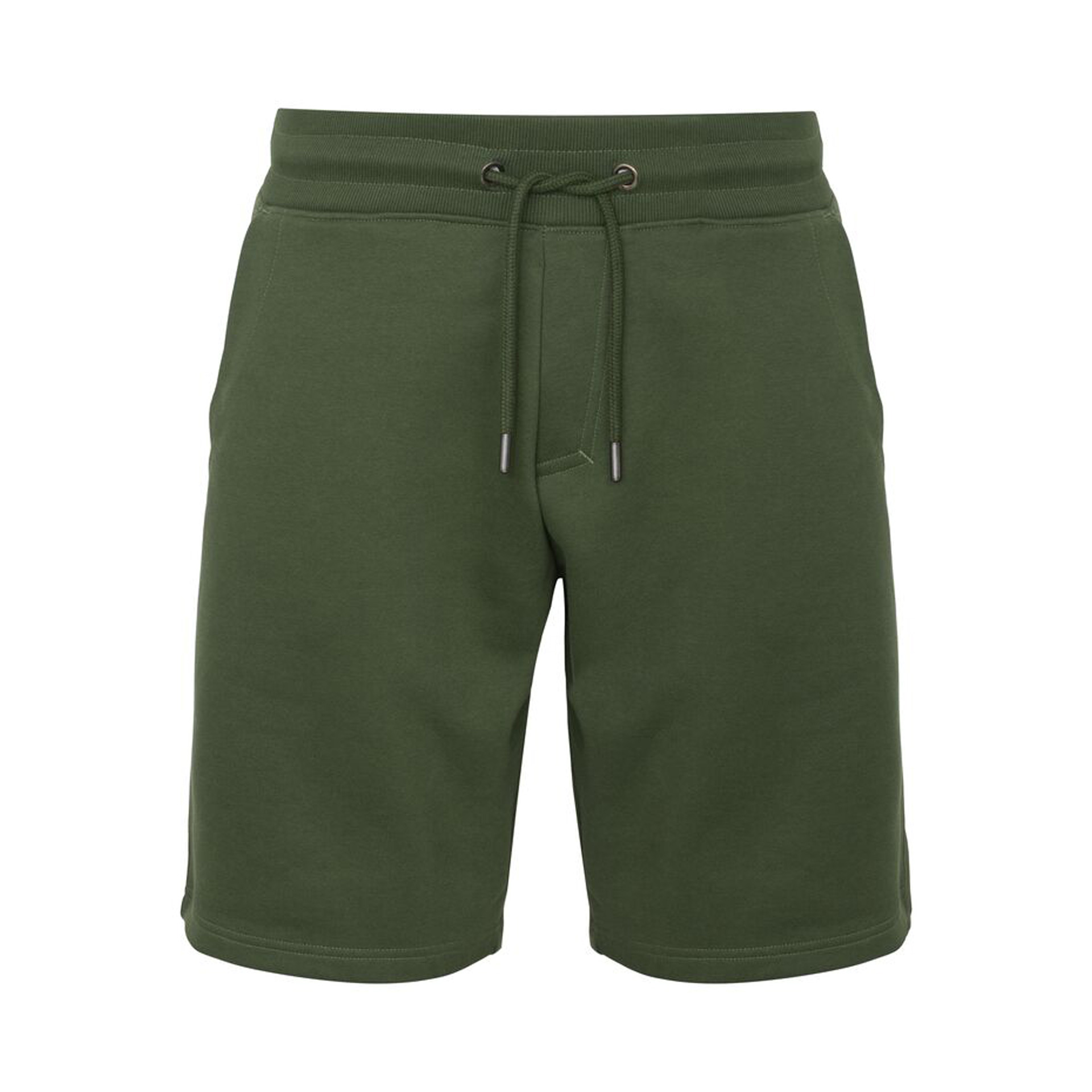 Unisex Sweatshorts Key Shorts in Dunkelgrün mit Seitentaschen, Vorderansicht