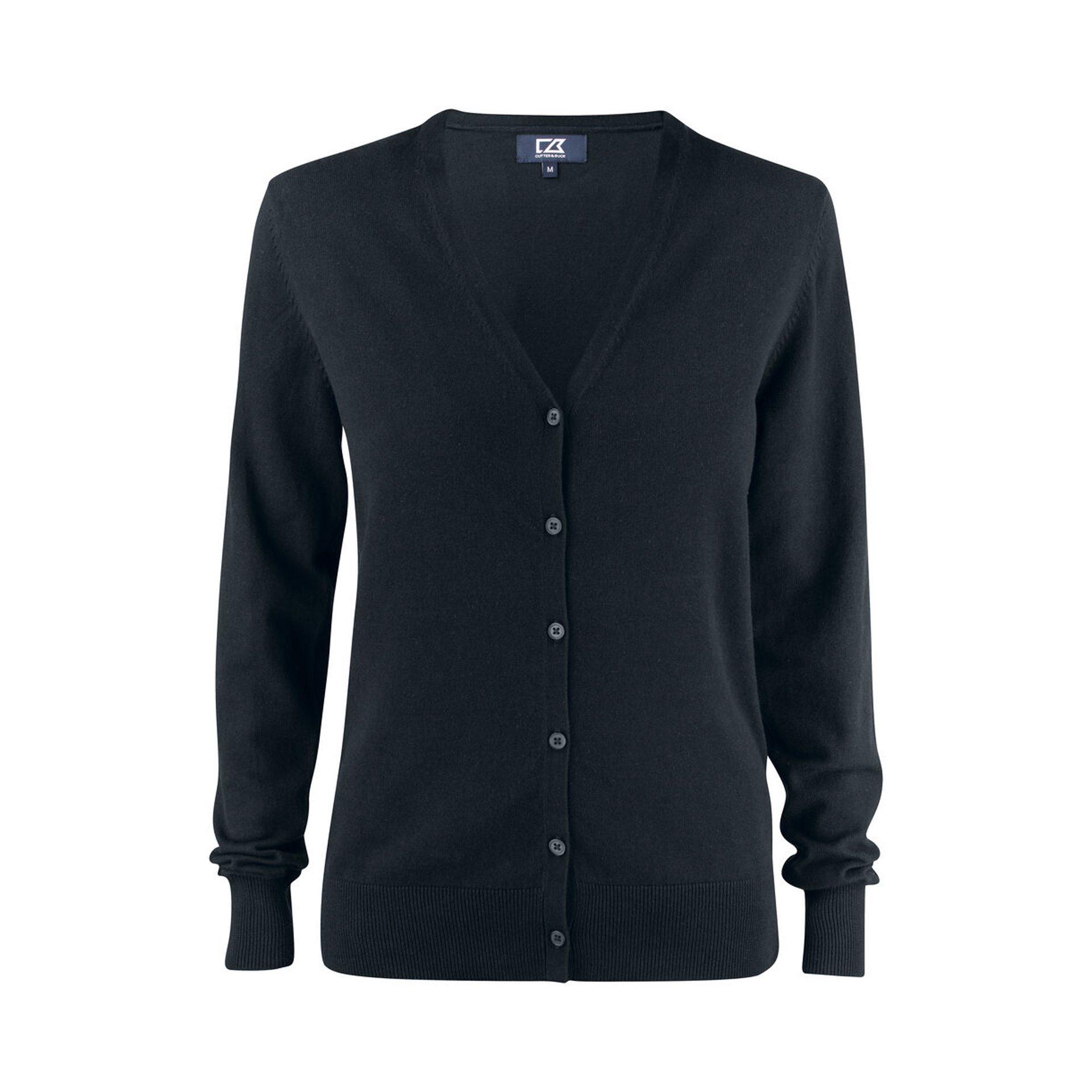 Damen-Strickjacke Oakville in Schwarz mit Knopfleiste, Vorderansicht