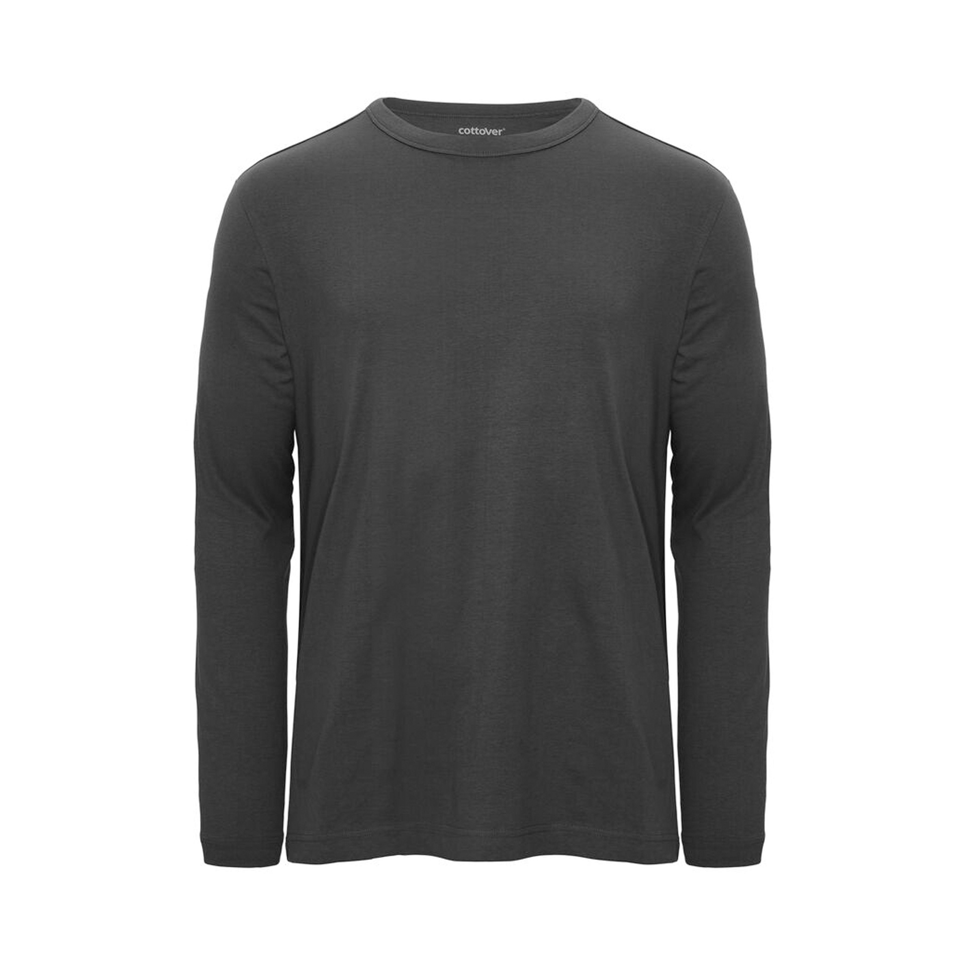 Unisex Langarm-T-Shirt Relaxed LS in Schwarz aus Bio-Baumwolle, Vorderansicht