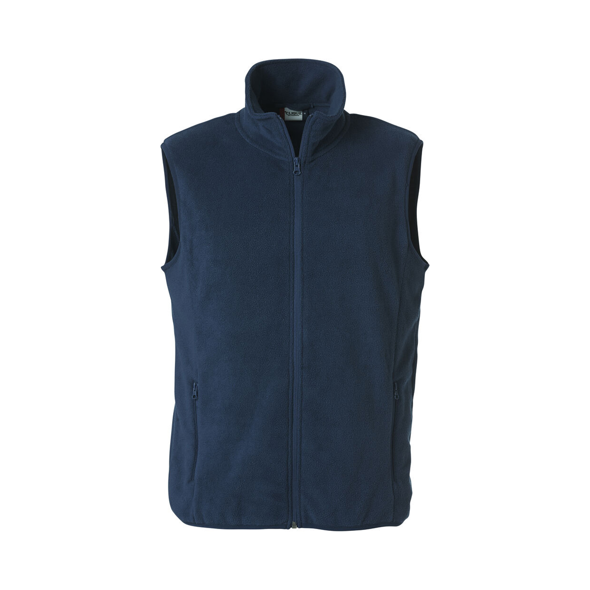 Gilet Herren Basic Polar Fleece Vest in Dunkelmarine mit Stehkragen, Vorderansicht