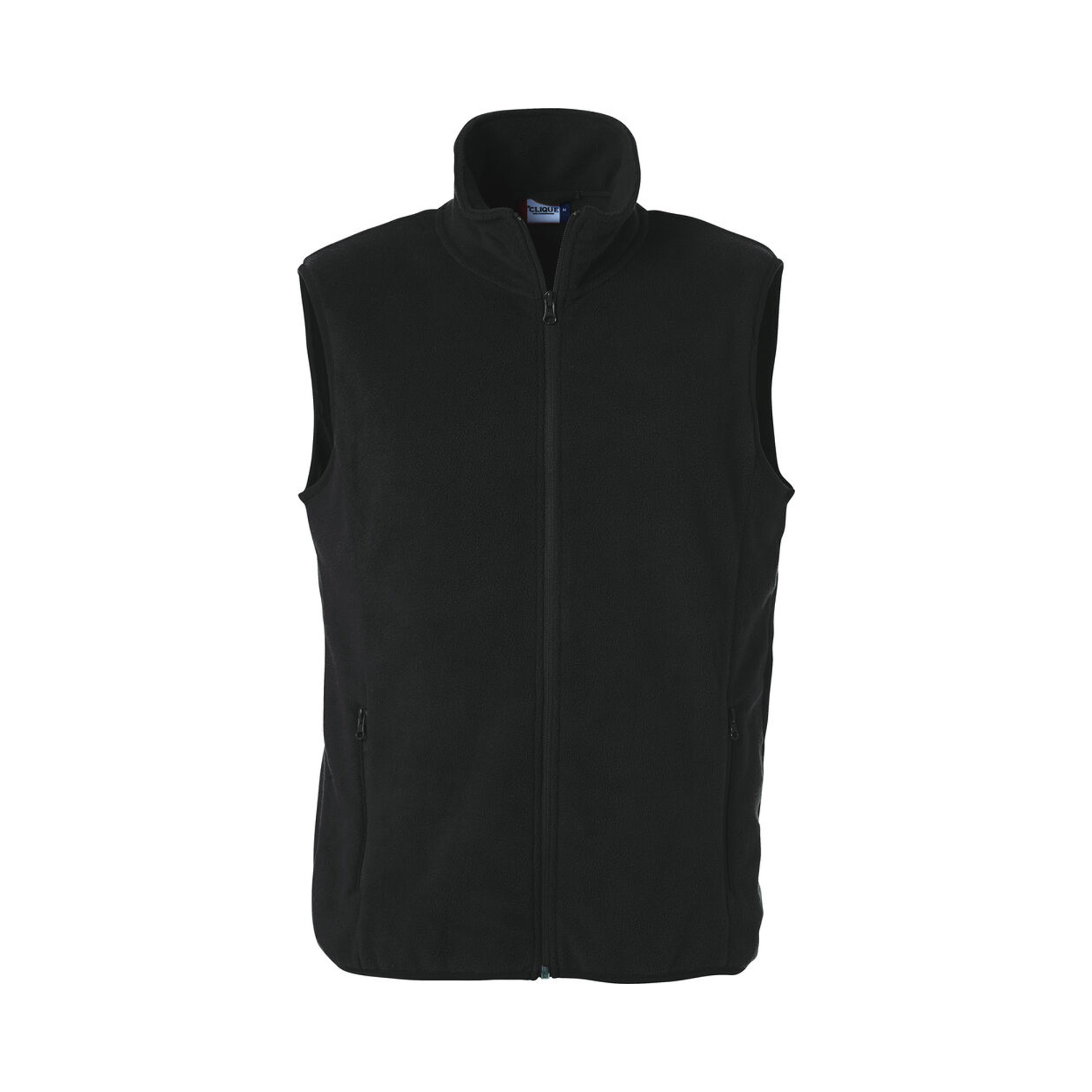 Gilet Herren Basic Polar Fleece Vest in Schwarz mit Stehkragen, Vorderansicht