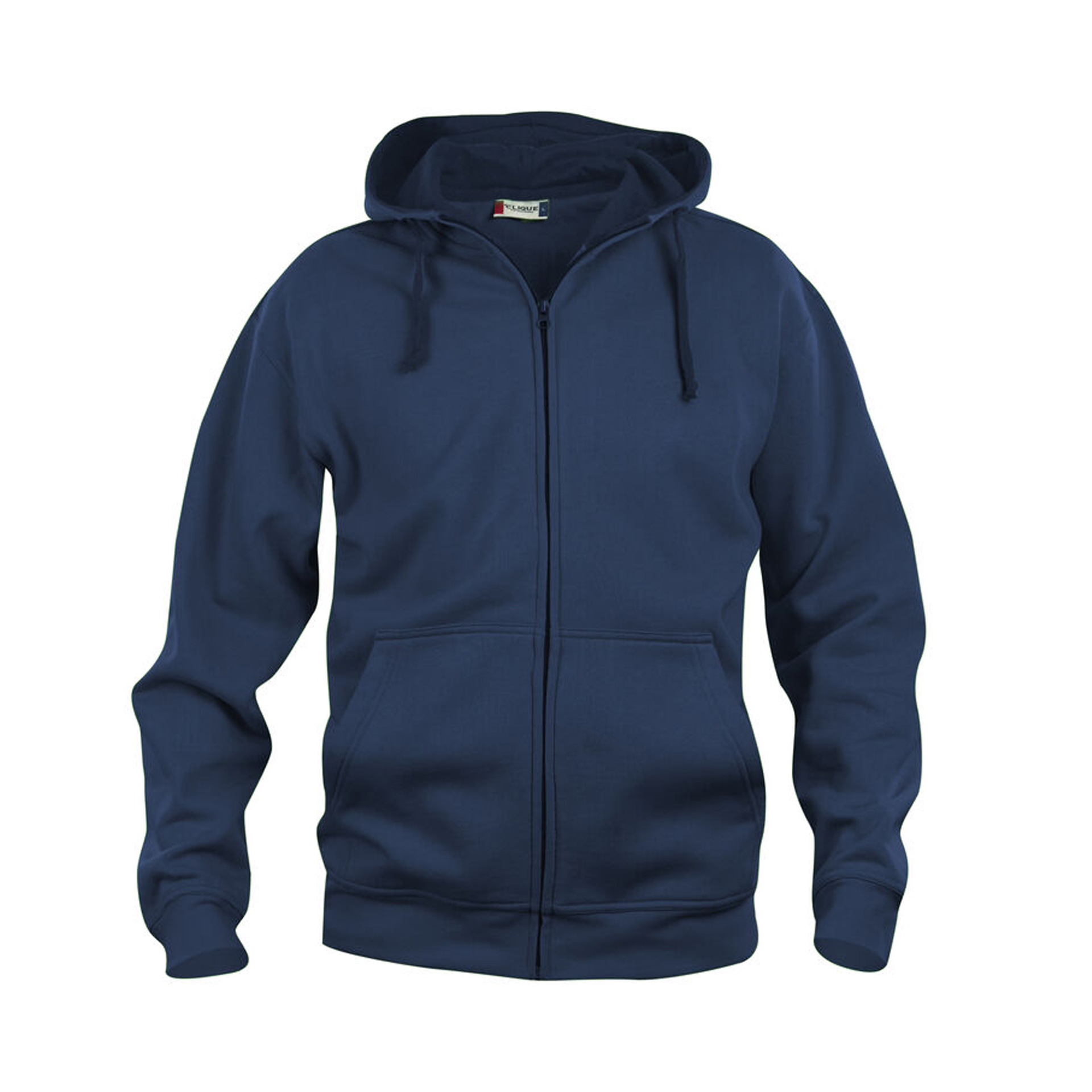 Hoodie Herren Basic Hoody Full Zip in Dunkelmarine mit durchgehendem Reissverschluss, Vorderansicht