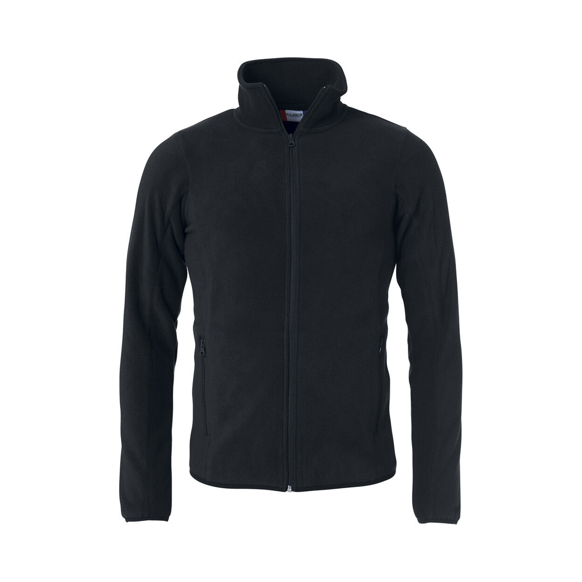 Jacke Herren Basic Polar Fleece in Schwarz mit Stehkragen, Vorderansicht