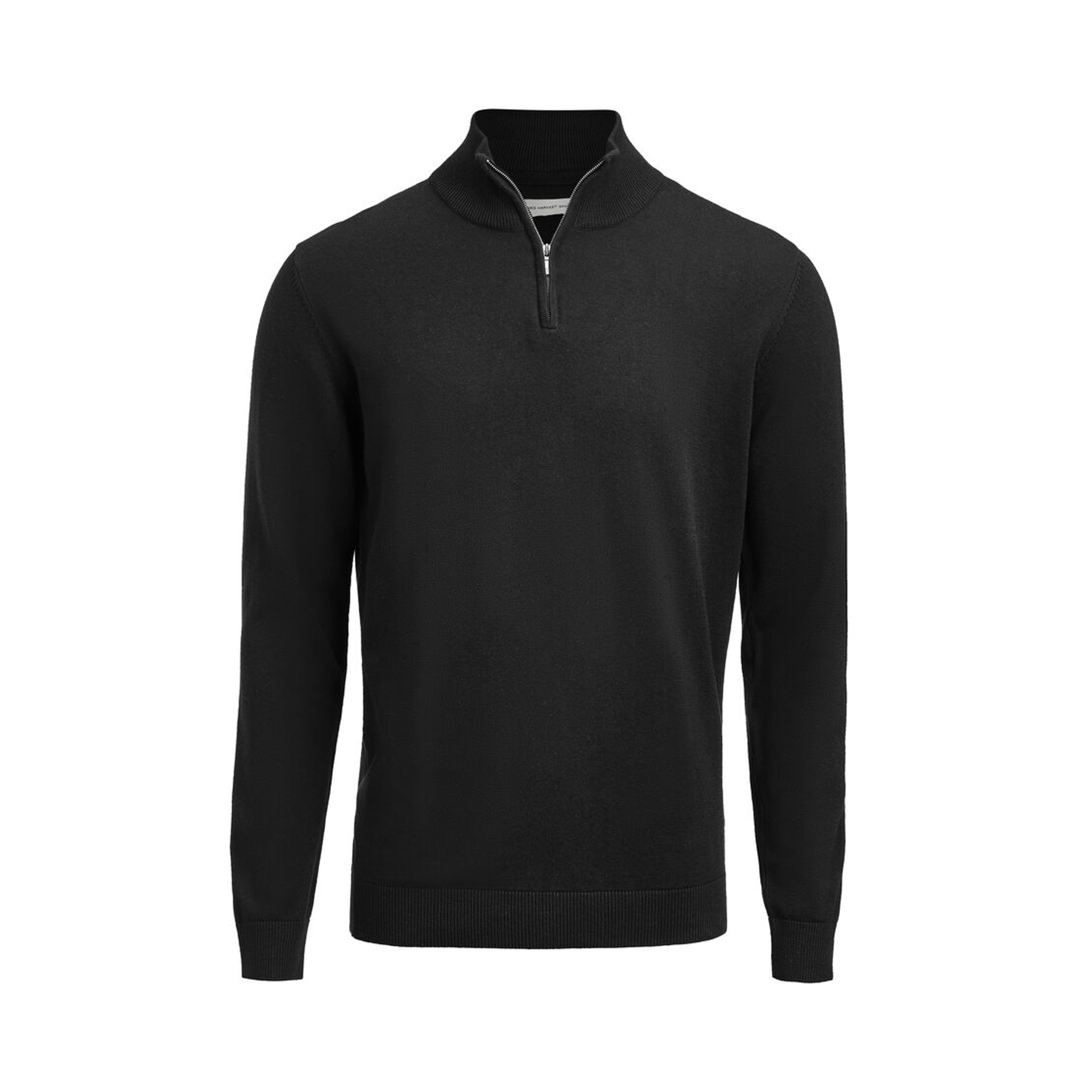 Pullover Unisex Ashland Halfzip in Schwarz mit kurzem Reissverschluss, Vorderansicht