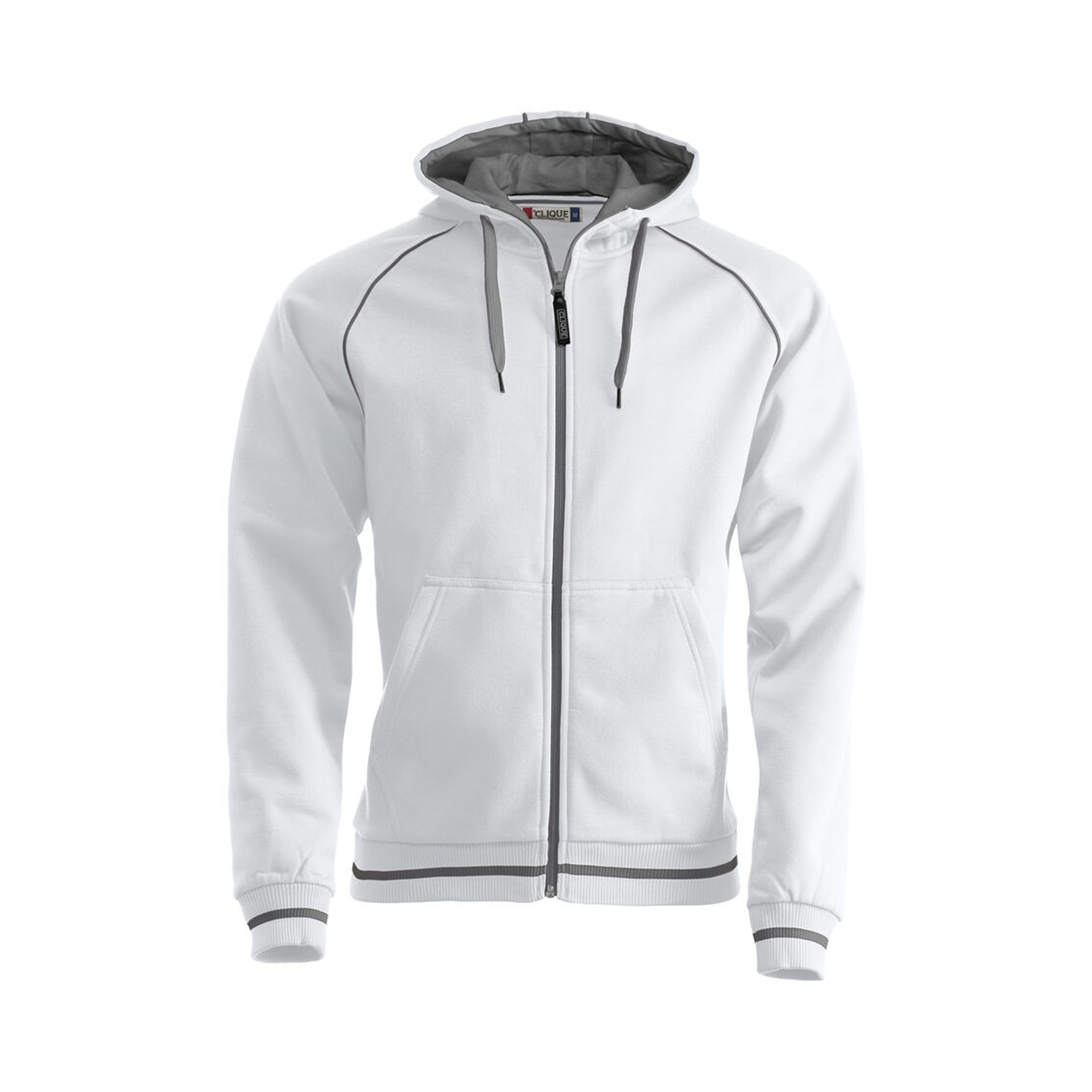 Herren-Sweatjacke Gerry in Weiss mit Kapuze, Vorderansicht