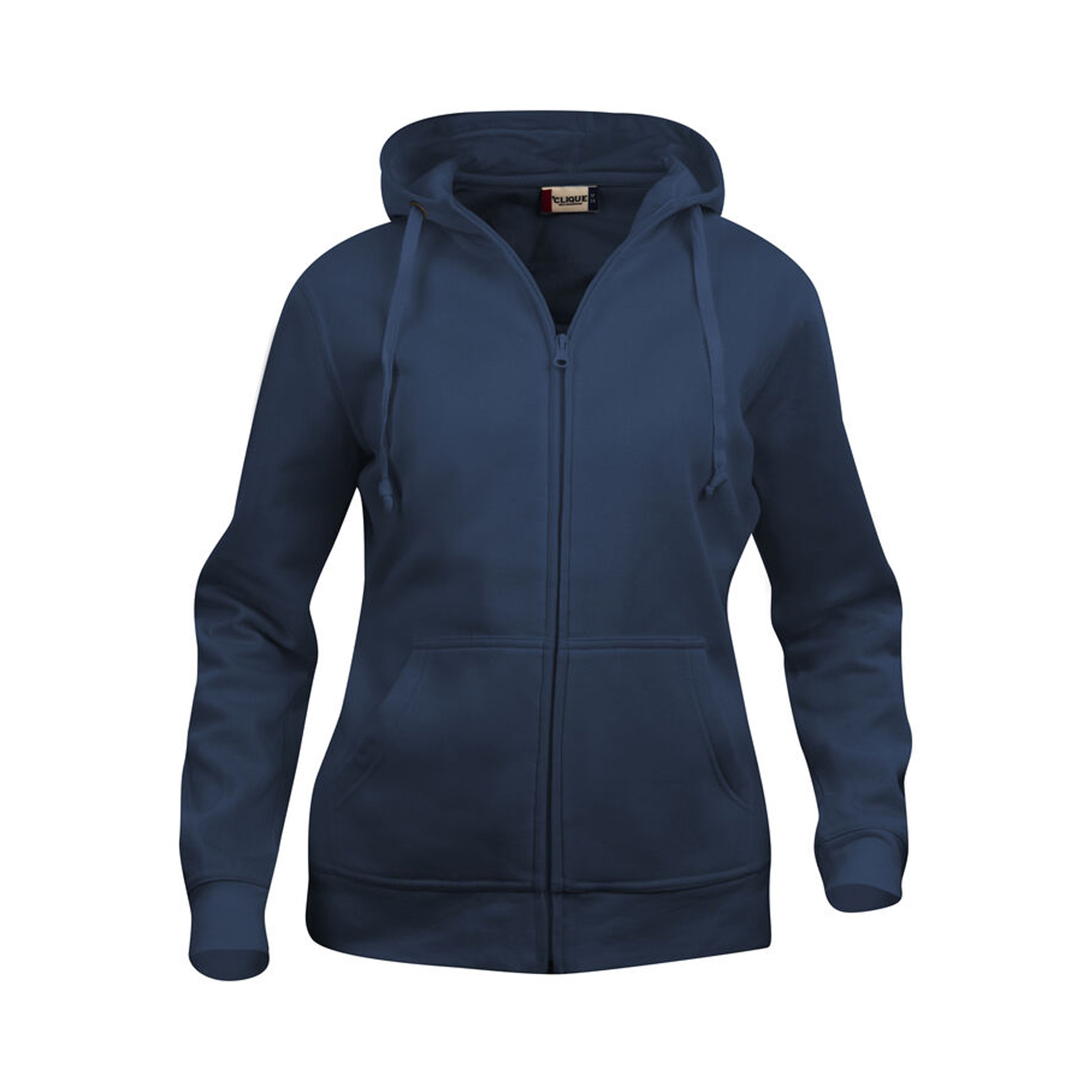 Sweatshirt Damen Basic Hoody Full Zip in Dunkelmarine mit Kapuze, Vorderansicht