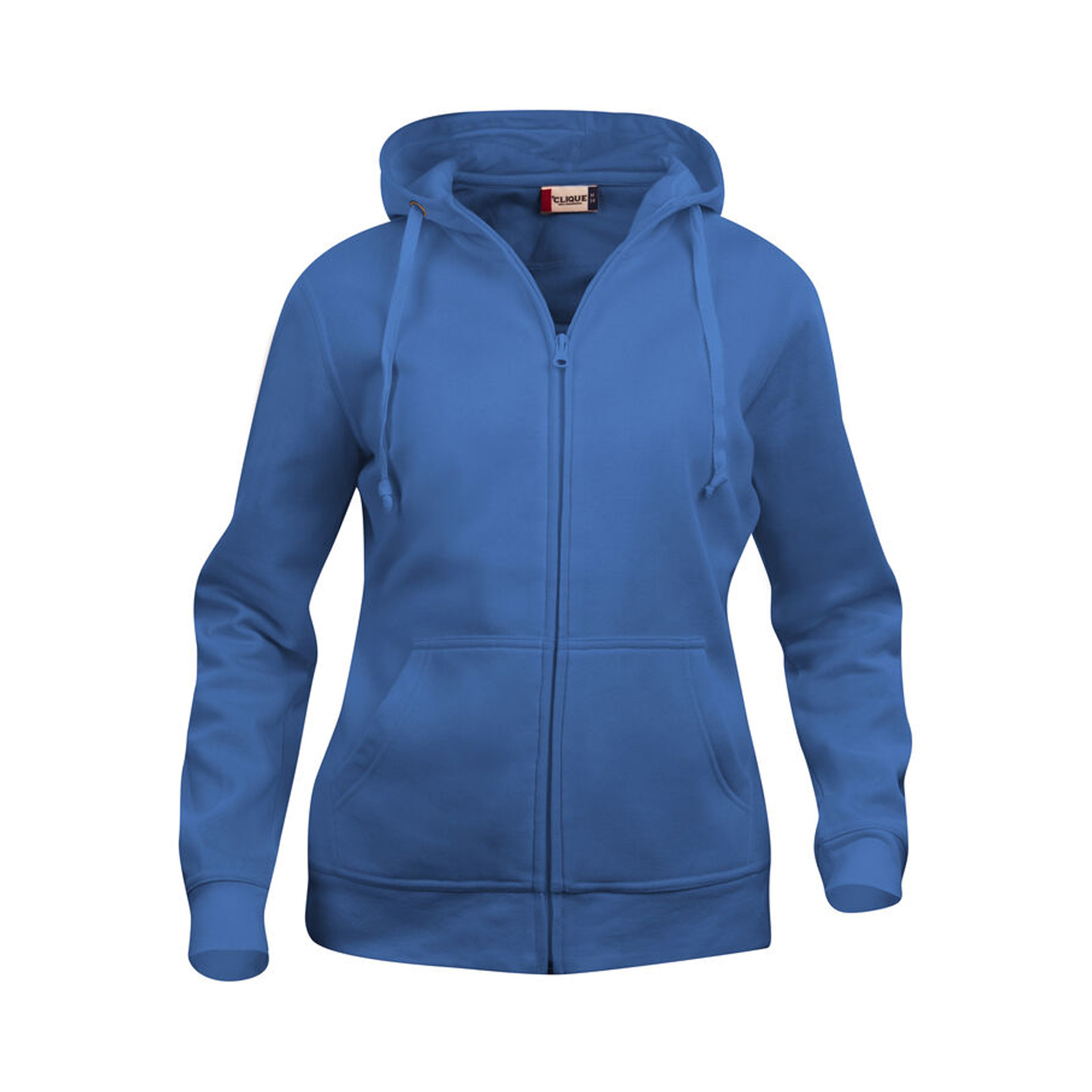 Sweatshirt Damen Basic Hoody Full Zip in Royal Blau mit Kapuze, Vorderansicht