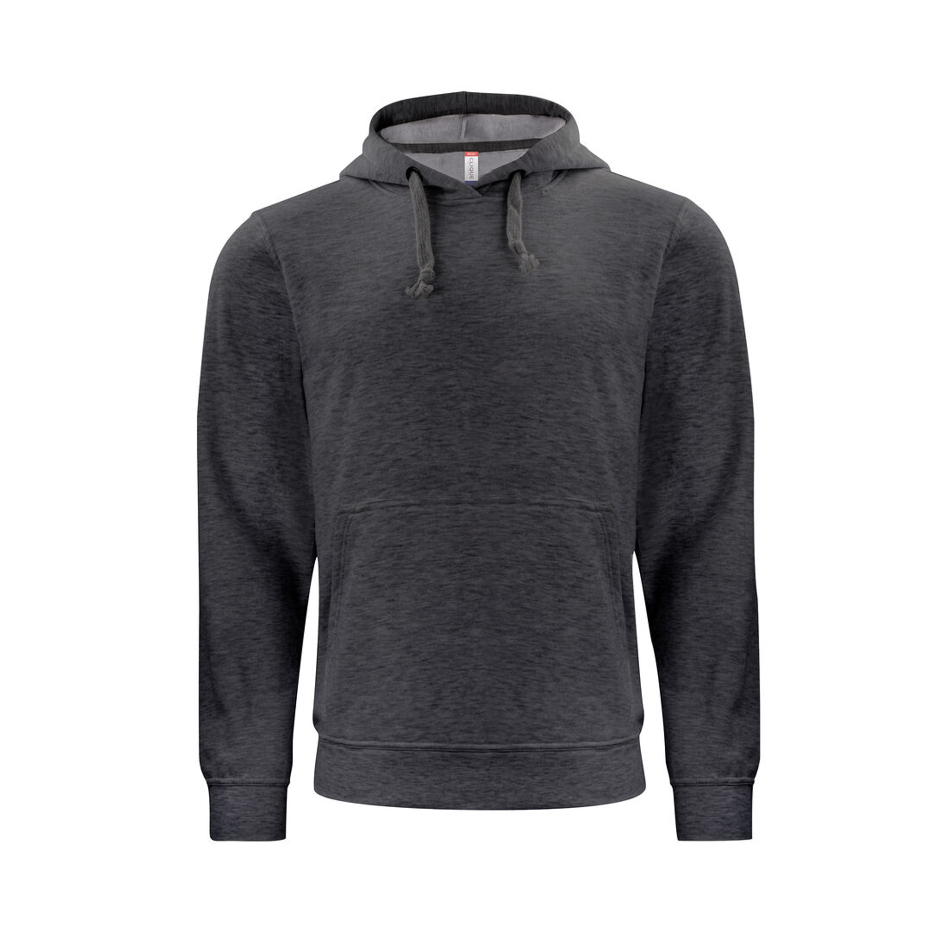 Hoodie Unisex Basic Hoody in Anthrazitmeliert mit Kängurutasche, Vorderansicht