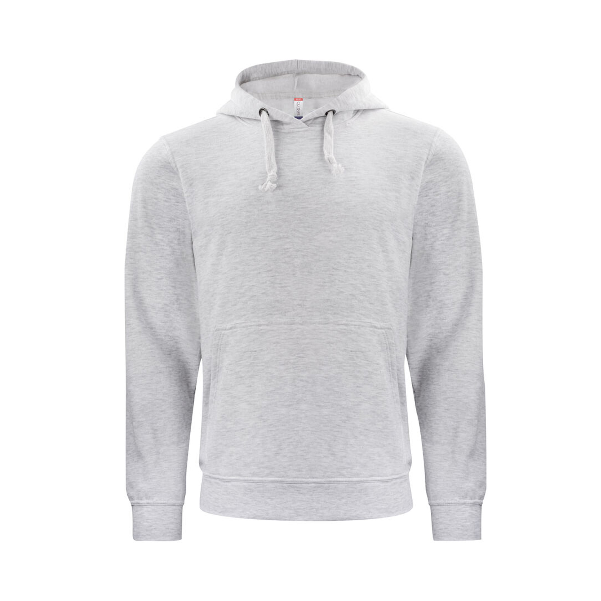 Hoodie Unisex Basic Hoody in Asche mit Kängurutasche, Vorderansicht