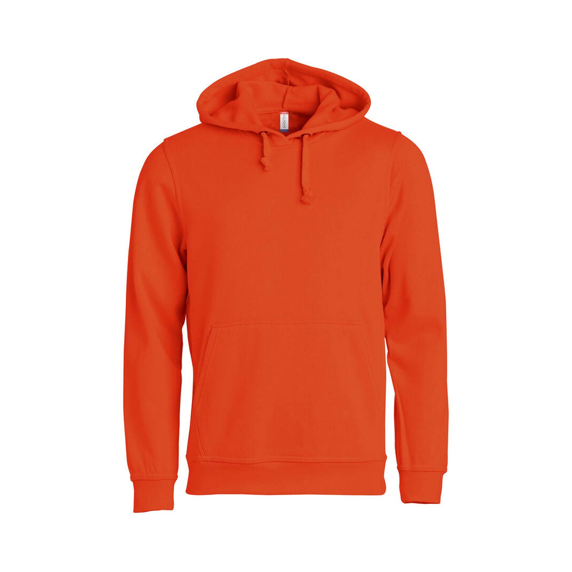 Hoodie Unisex Basic Hoody in Blutorange mit Kängurutasche, Vorderansicht