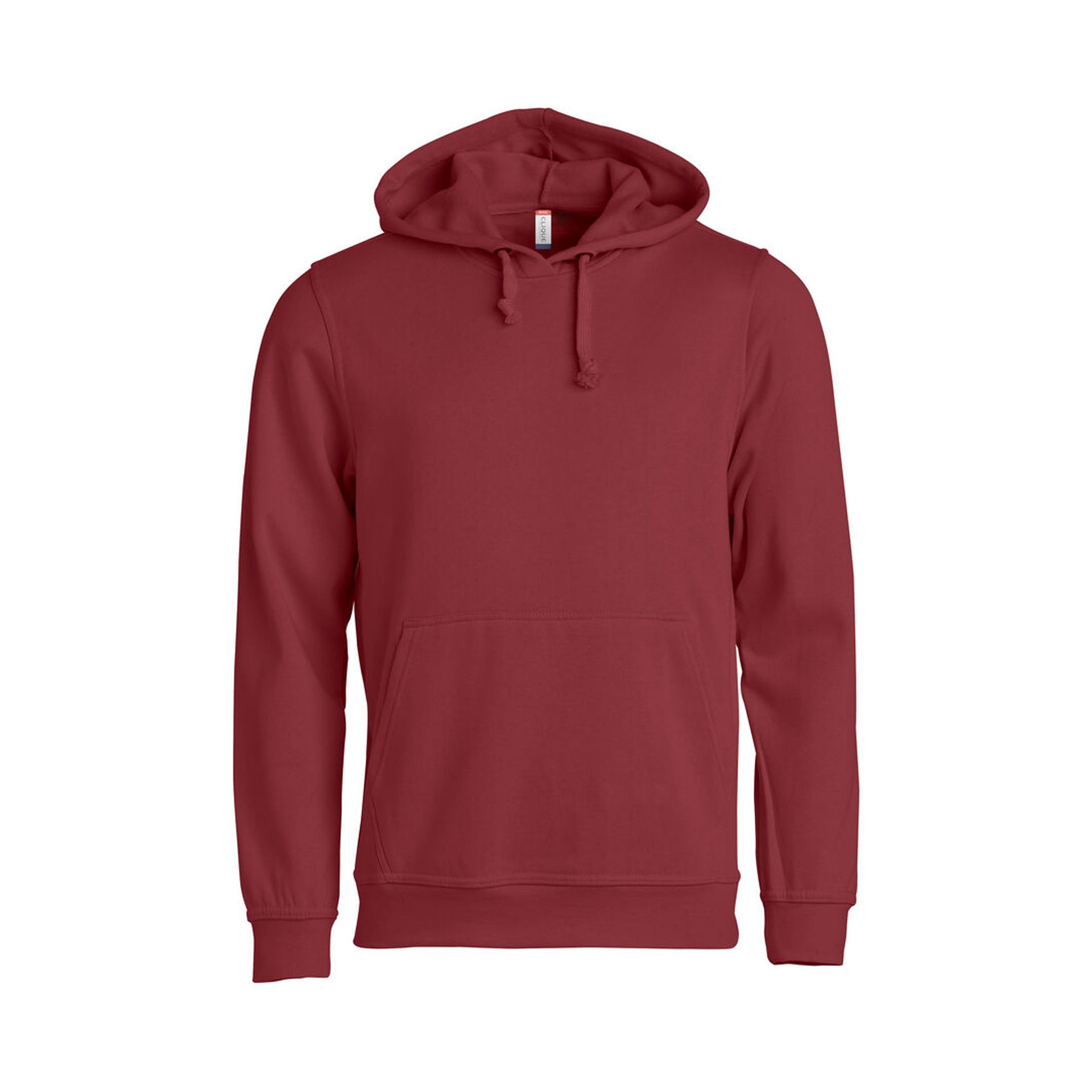 Hoodie Unisex Basic Hoody in Bordeaux mit Kängurutasche, Vorderansicht