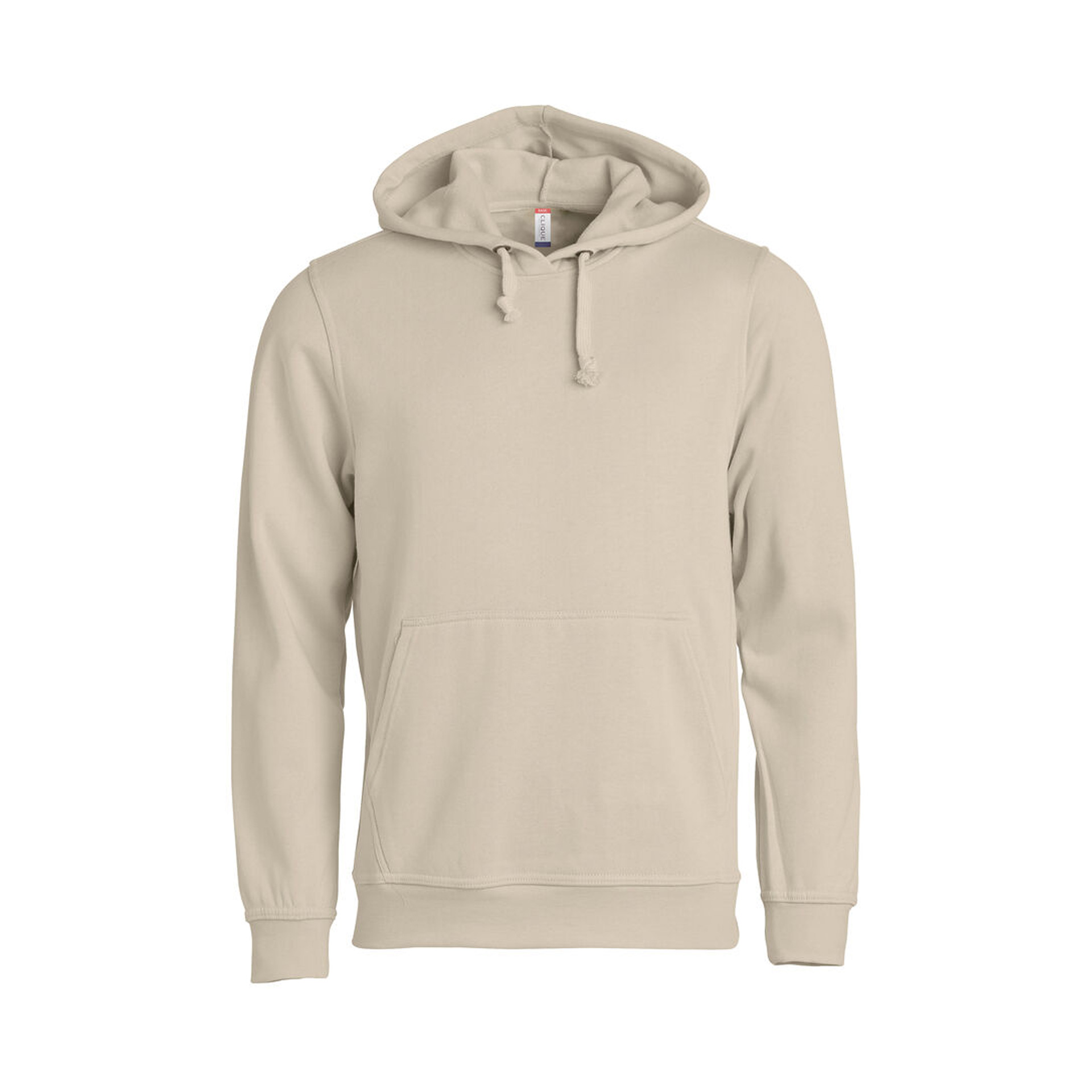 Hoodie Unisex Basic Hoody in Hellbeige mit Kängurutasche, Vorderansicht