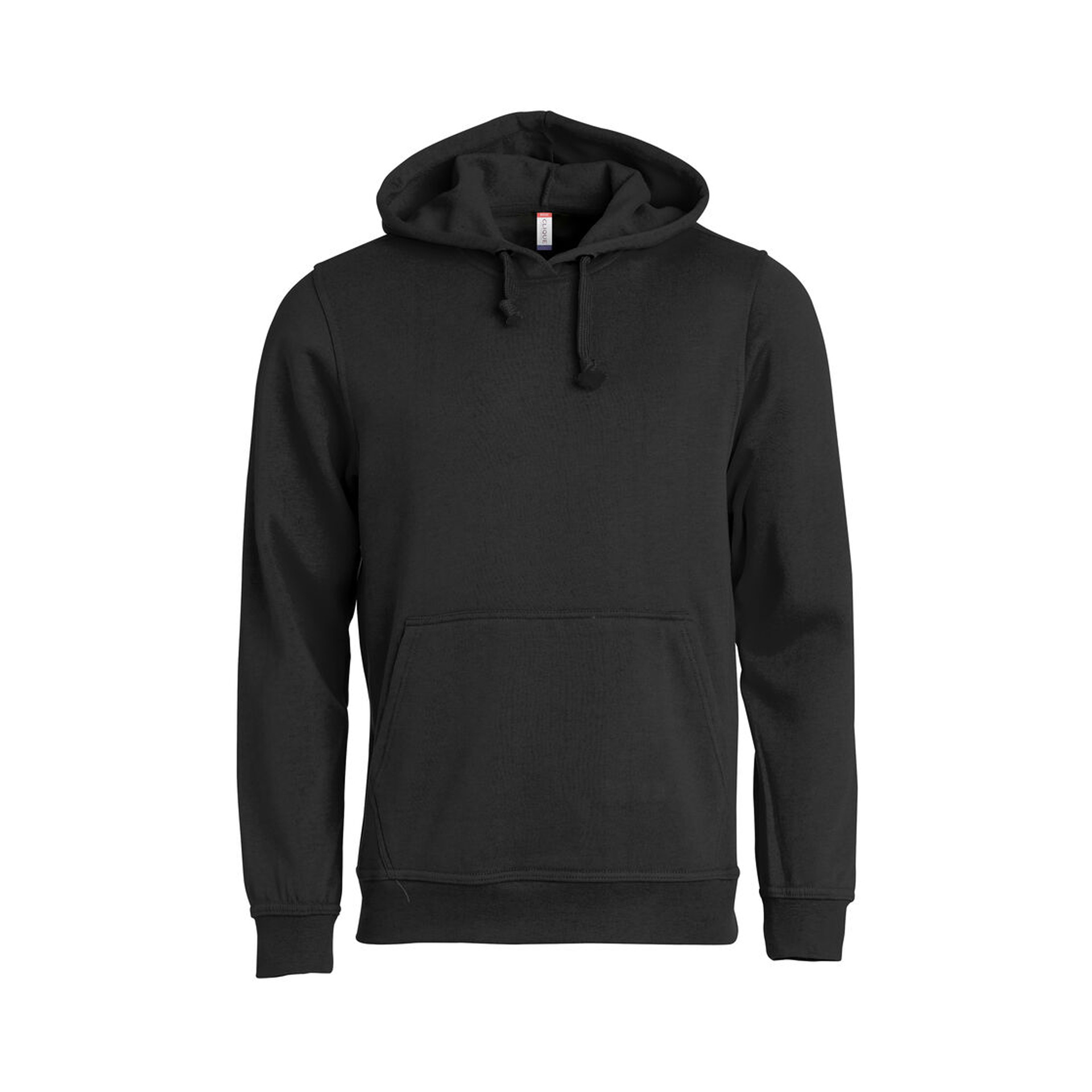 Hoodie Unisex Basic Hoody in Schwarz mit Kängurutasche, Vorderansicht