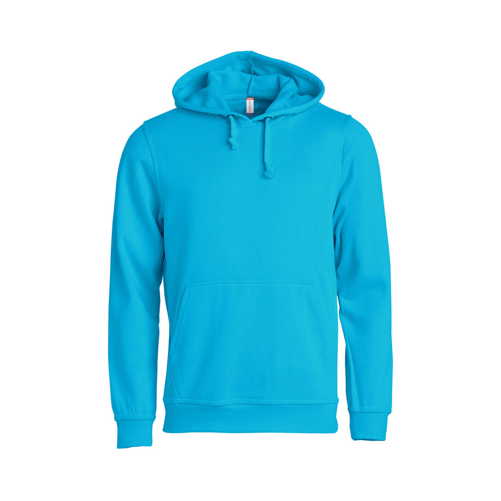Hoodie Unisex Basic Hoody in Türkis mit Kängurutasche, Vorderansicht