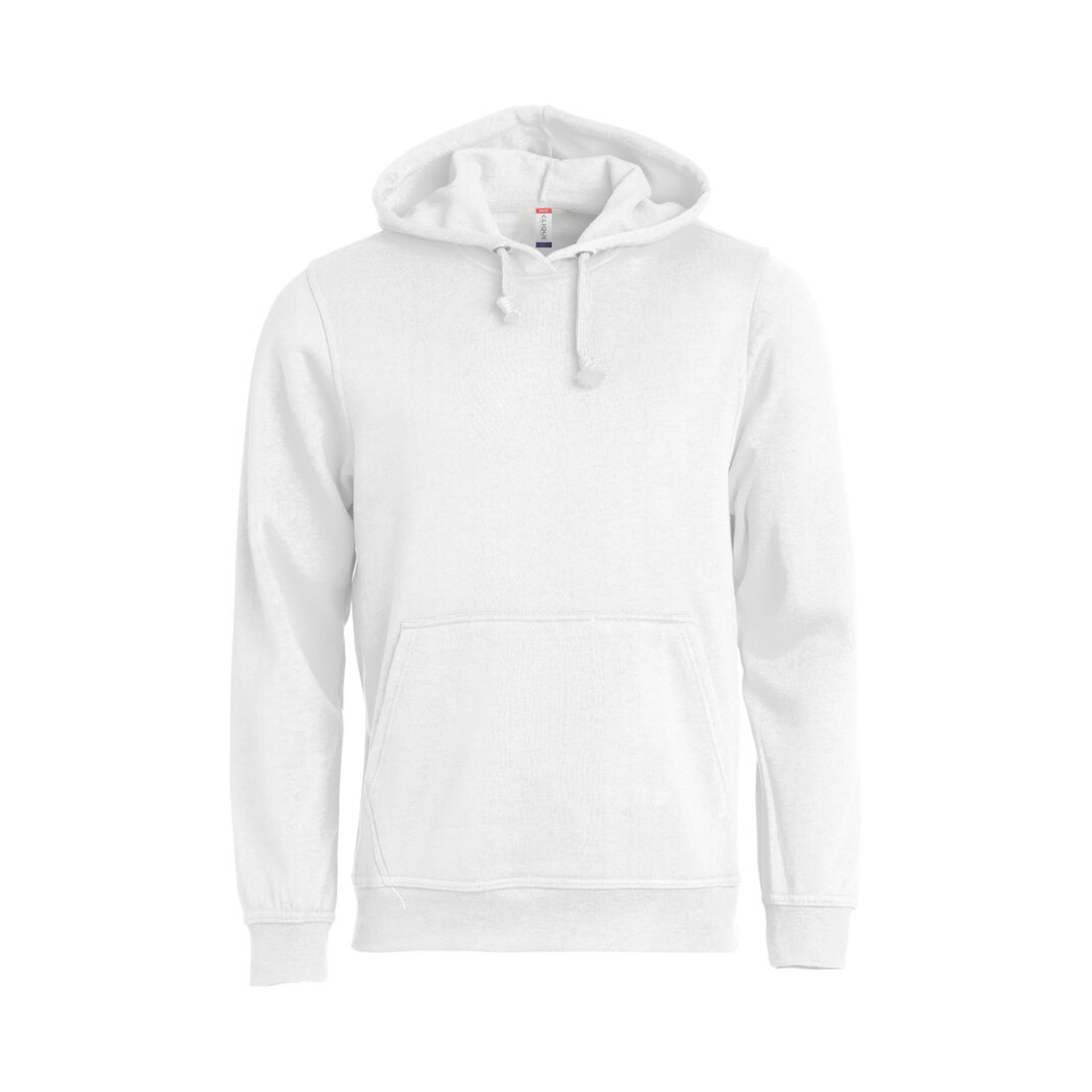 Hoodie Unisex Basic Hoody in Weiss mit Kängurutasche, Vorderansicht
