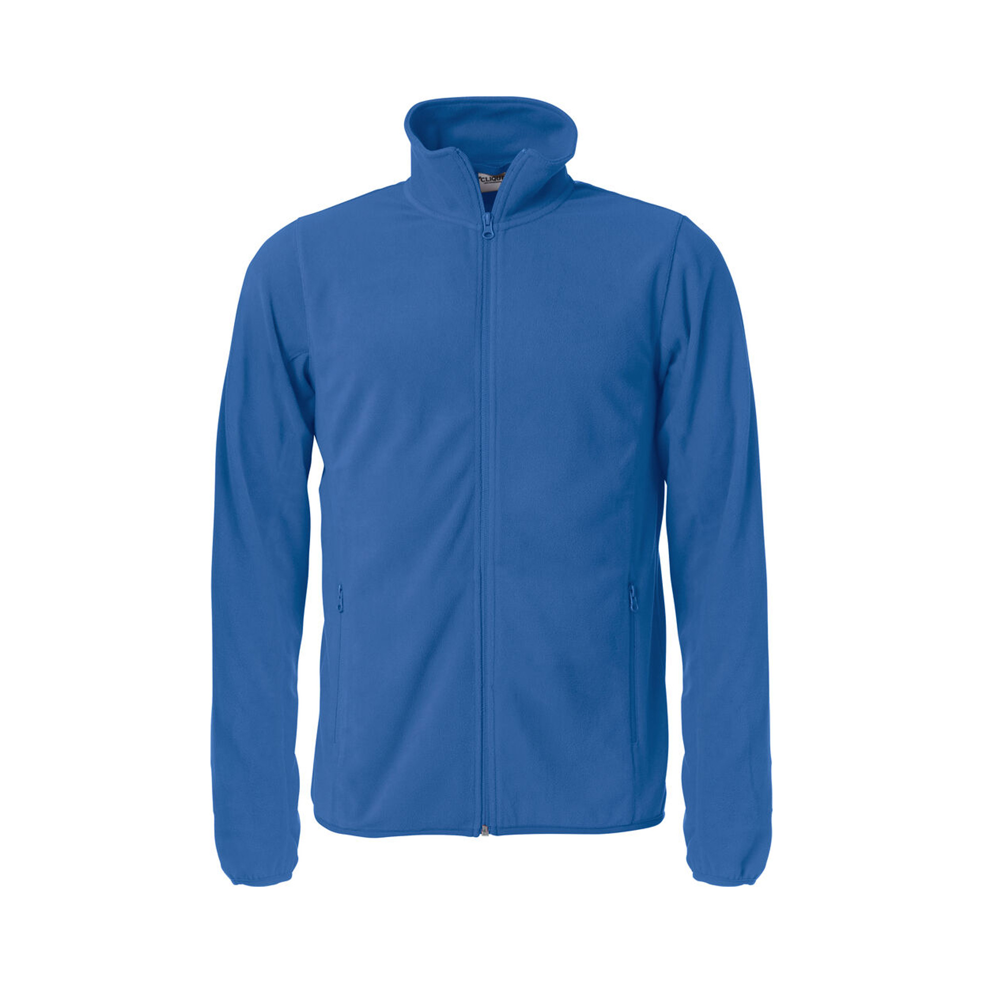 Jacke Herren Basic Micro Fleece in Royal Blau mit Stehkragen, Vorderansicht