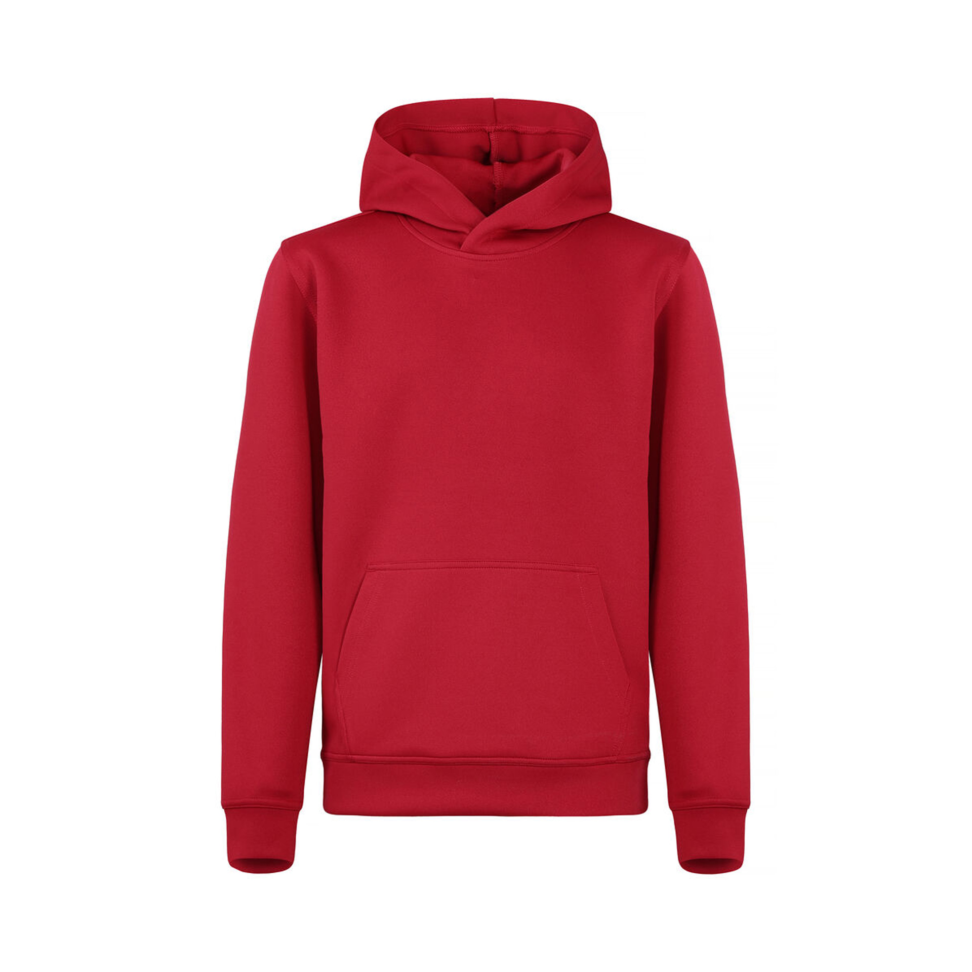 Kinderpullover Basic Active Hoody in Rot mit Kapuze ohne Kordelzug, Vorderansicht