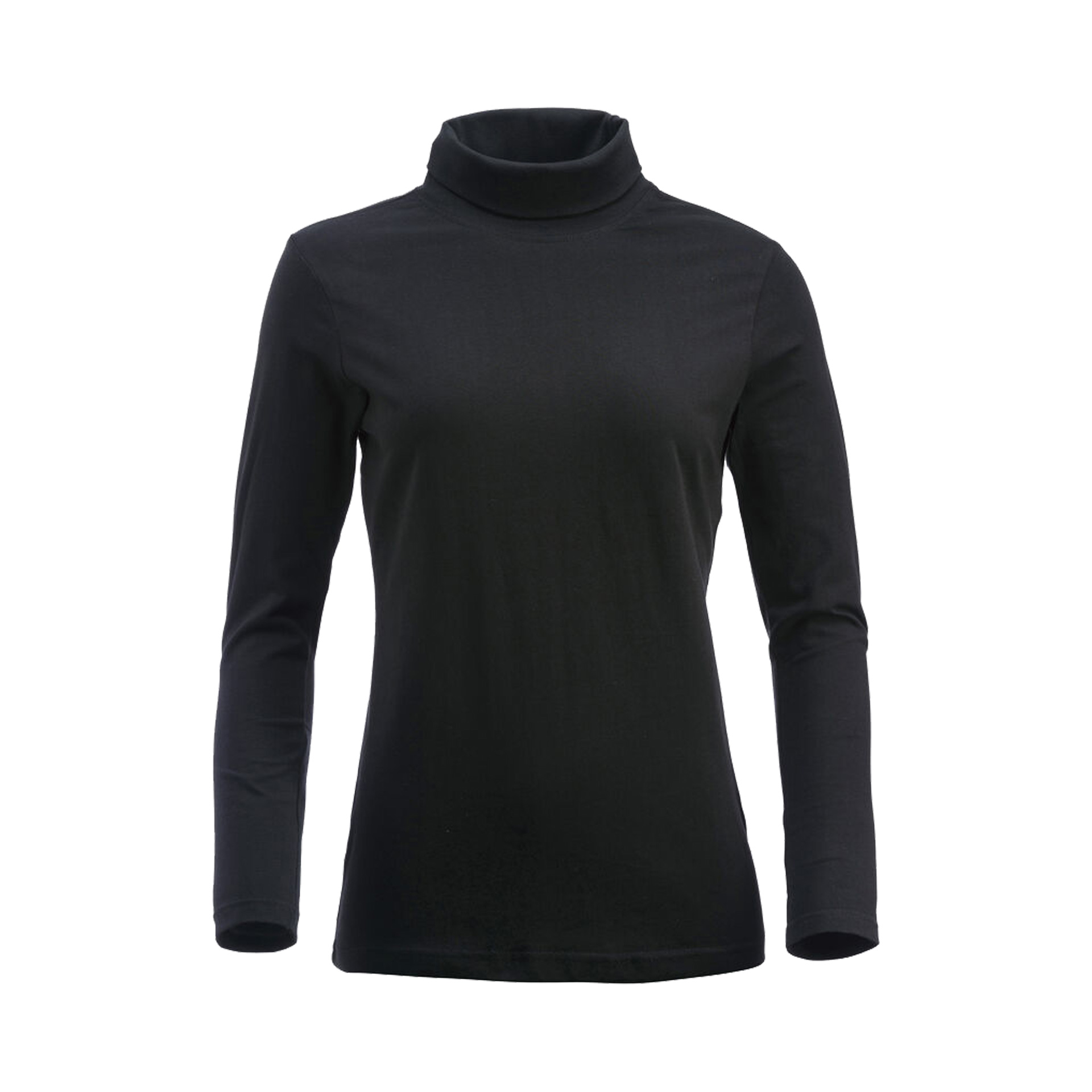 Langarmshirt Damen Ezel in Schwarz mit Rollkragen, Vorderansicht