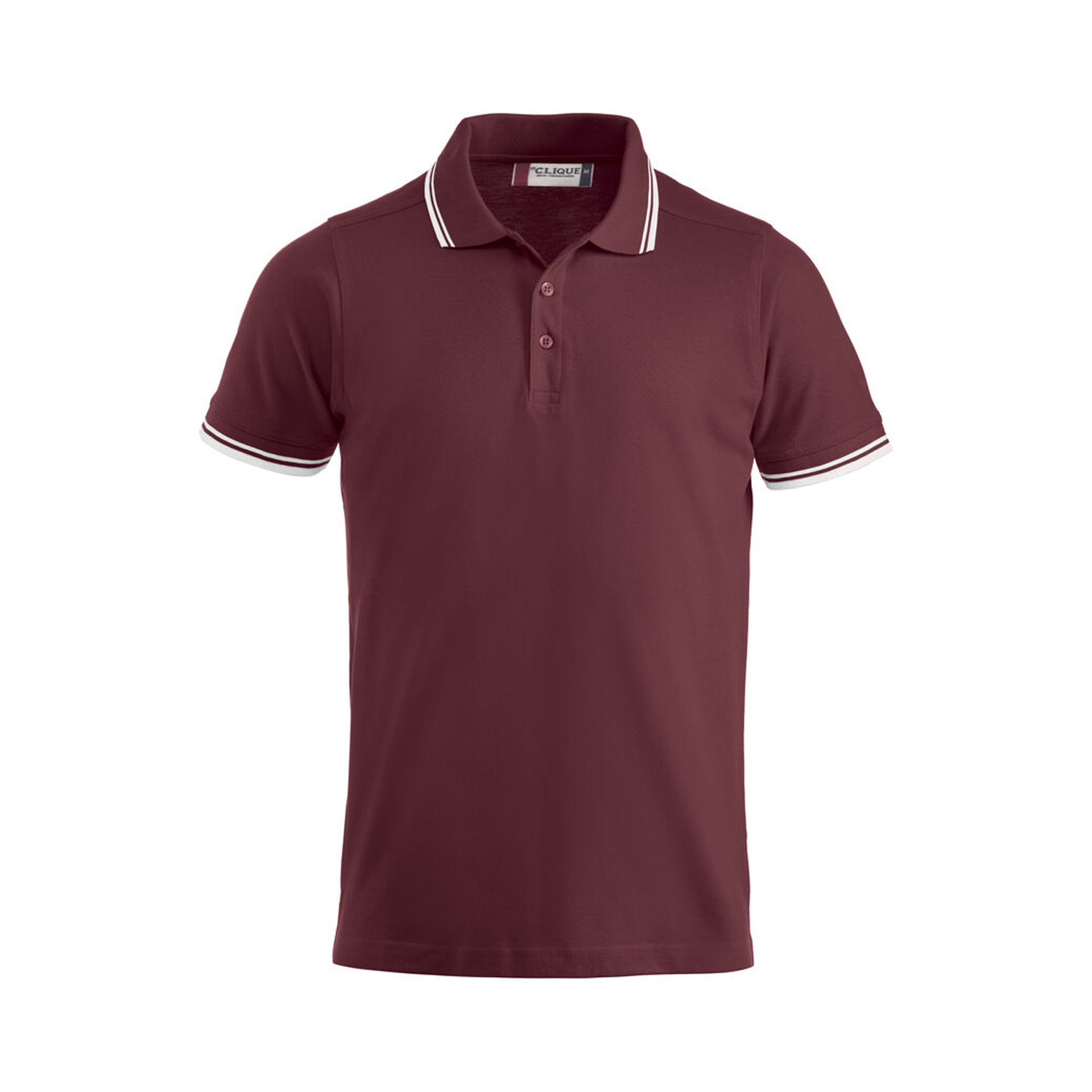 Poloshirt Herren Amarillo in Bordeaux mit Kontraststreifen, Vorderansicht