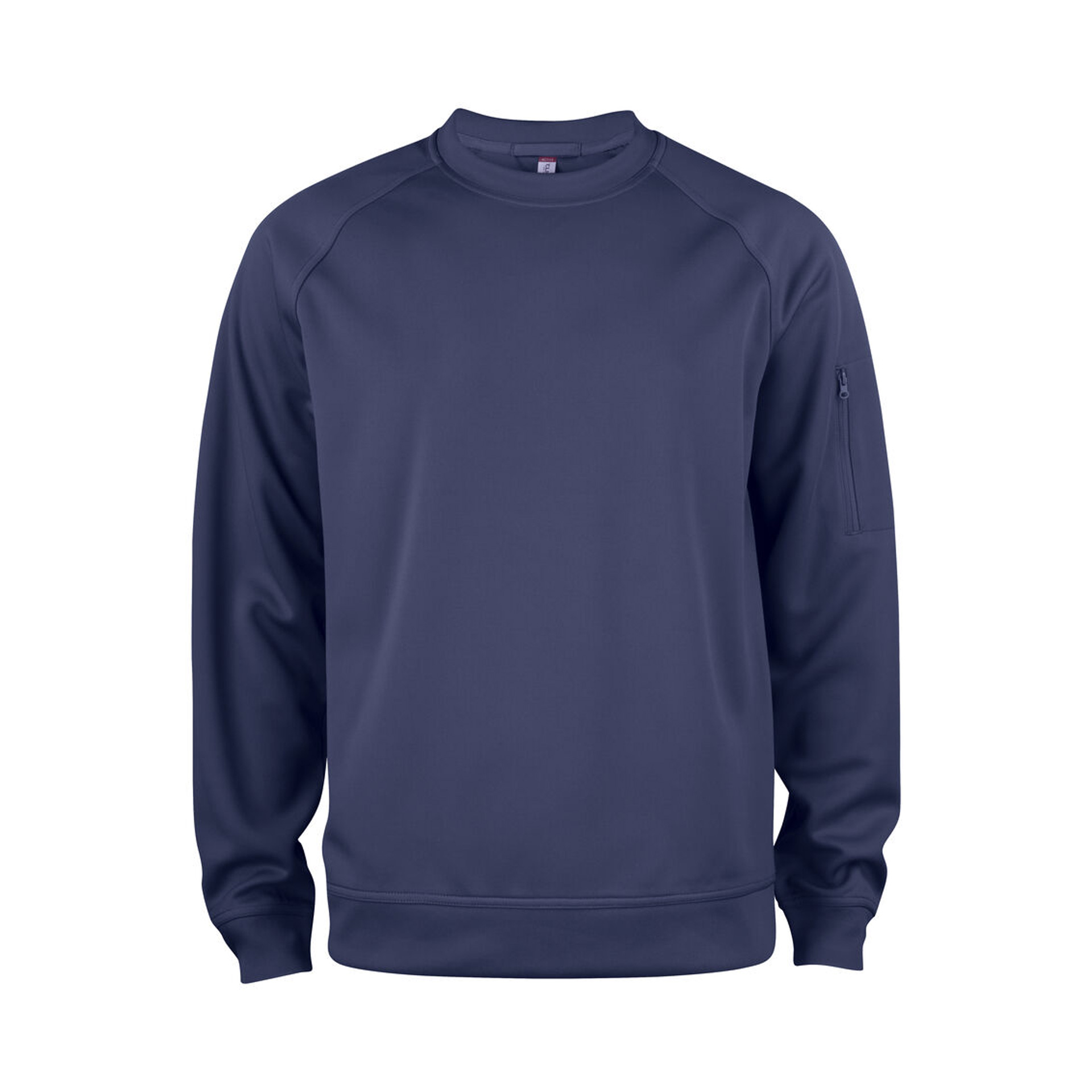 Pullover Unisex Basic Active Roundneck in Dunkelmarine mit Raglanärmeln, Vorderansicht