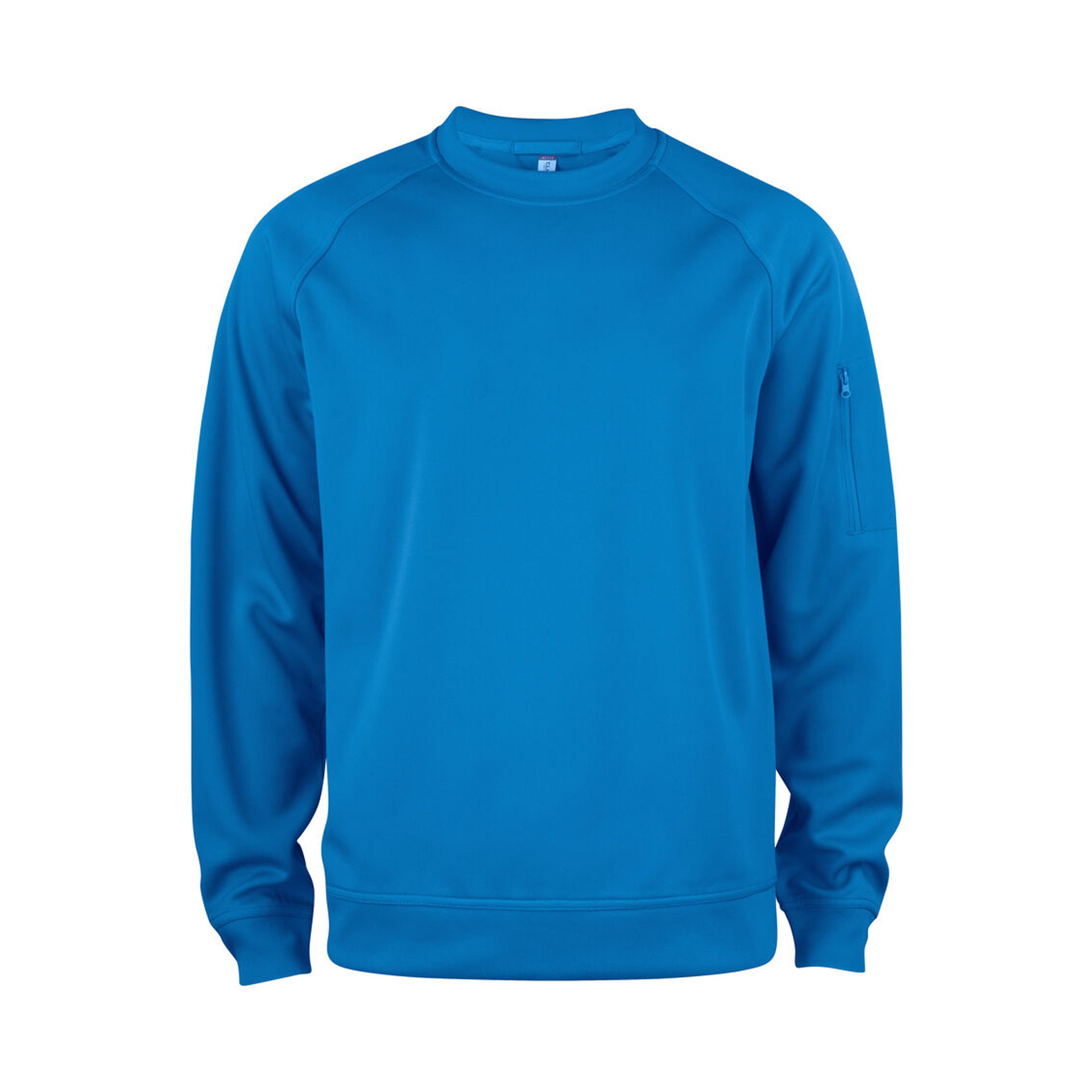 Pullover Unisex Basic Active Roundneck in Royal Blau mit Raglanärmeln, Vorderansicht