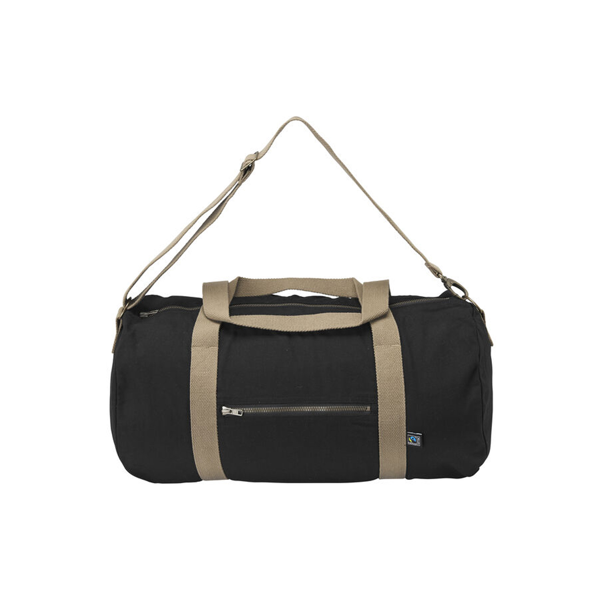 Unisex Reisetasche Canvas Dufflebag in Schwarz aus Bio-Baumwolle, Vorderansicht