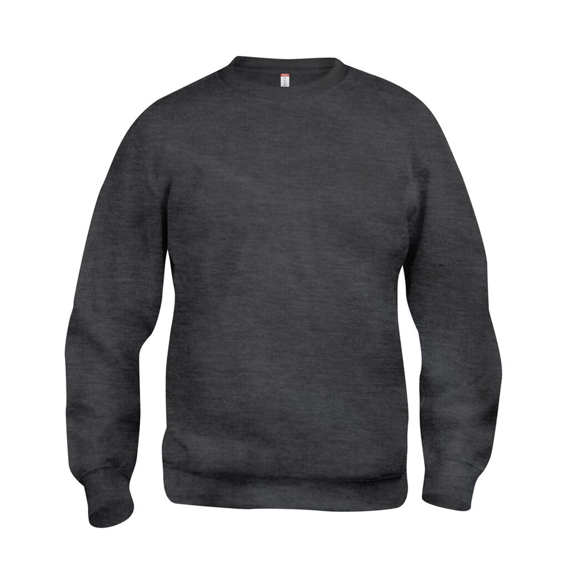 Unisex Sweatshirt Basic Roundneck in Anthrazitmeliert mit Rundhals, Vorderansicht