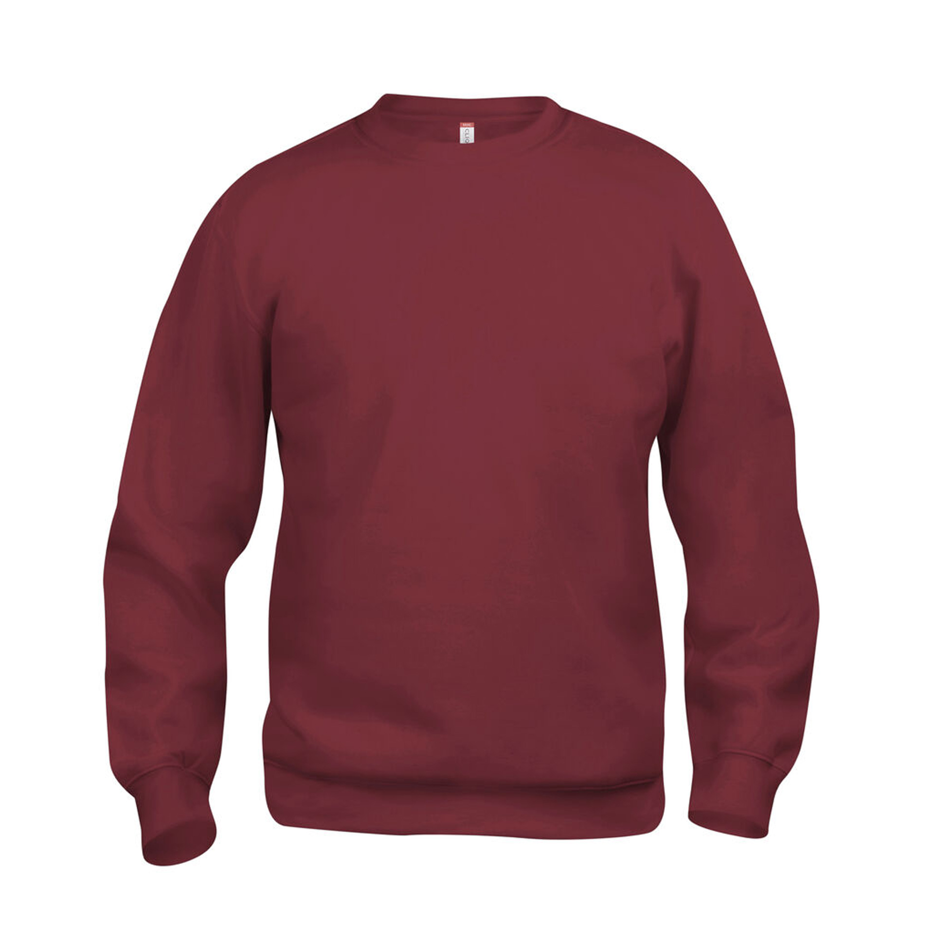 Unisex Sweatshirt Basic Roundneck in Bordeaux mit Rundhals, Vorderansicht
