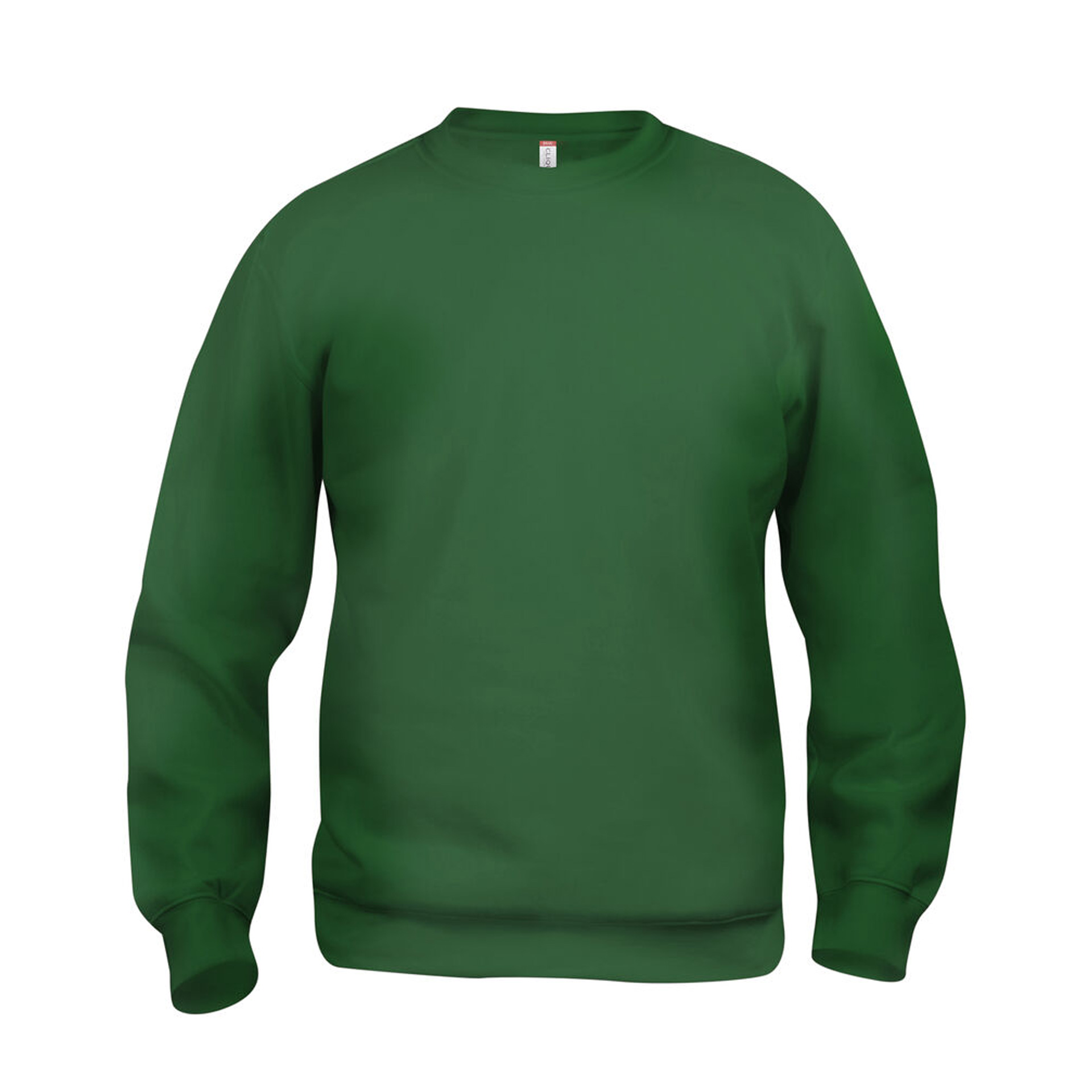 Unisex Sweatshirt Basic Roundneck in Flaschengrün mit Rundhals, Vorderansicht
