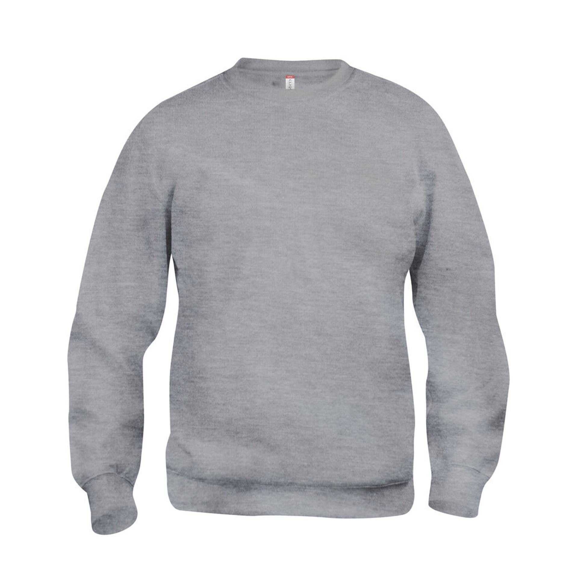 Unisex Sweatshirt Basic Roundneck in Graumeliert mit Rundhals, Vorderansicht
