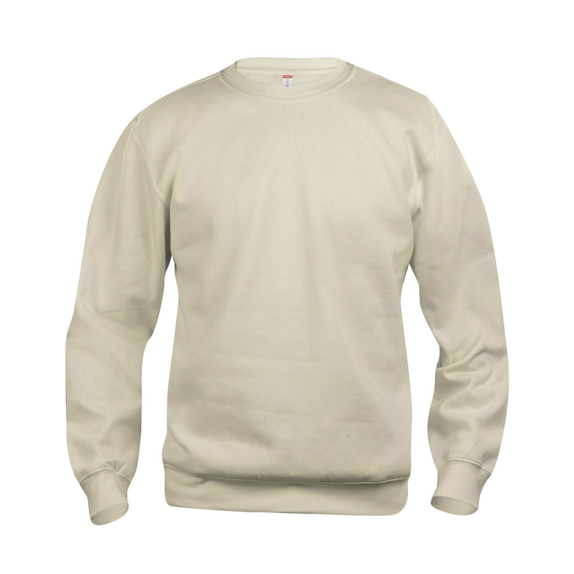 Unisex Sweatshirt Basic Roundneck in Hellbeige mit Rundhals, Vorderansicht