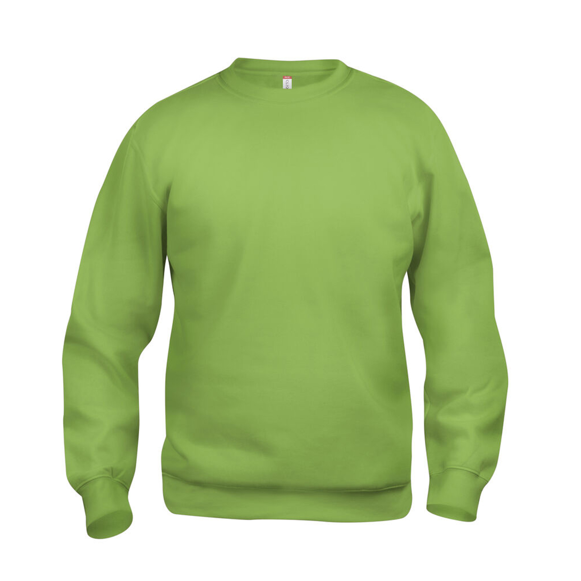 Unisex Sweatshirt Basic Roundneck in Hellgrün mit Rundhals, Vorderansicht