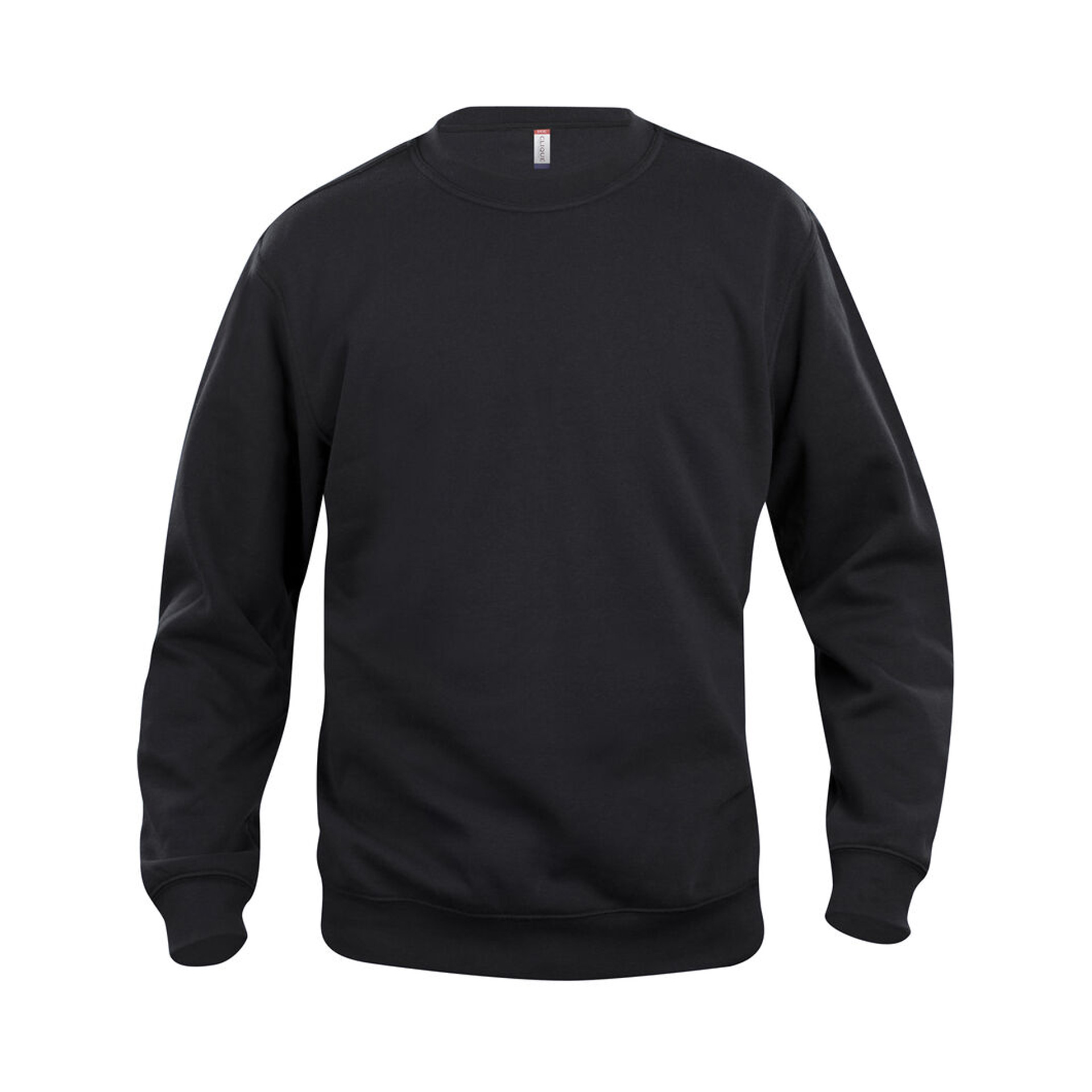 Unisex Sweatshirt Basic Roundneck in Schwarz mit Rundhals, Vorderansicht