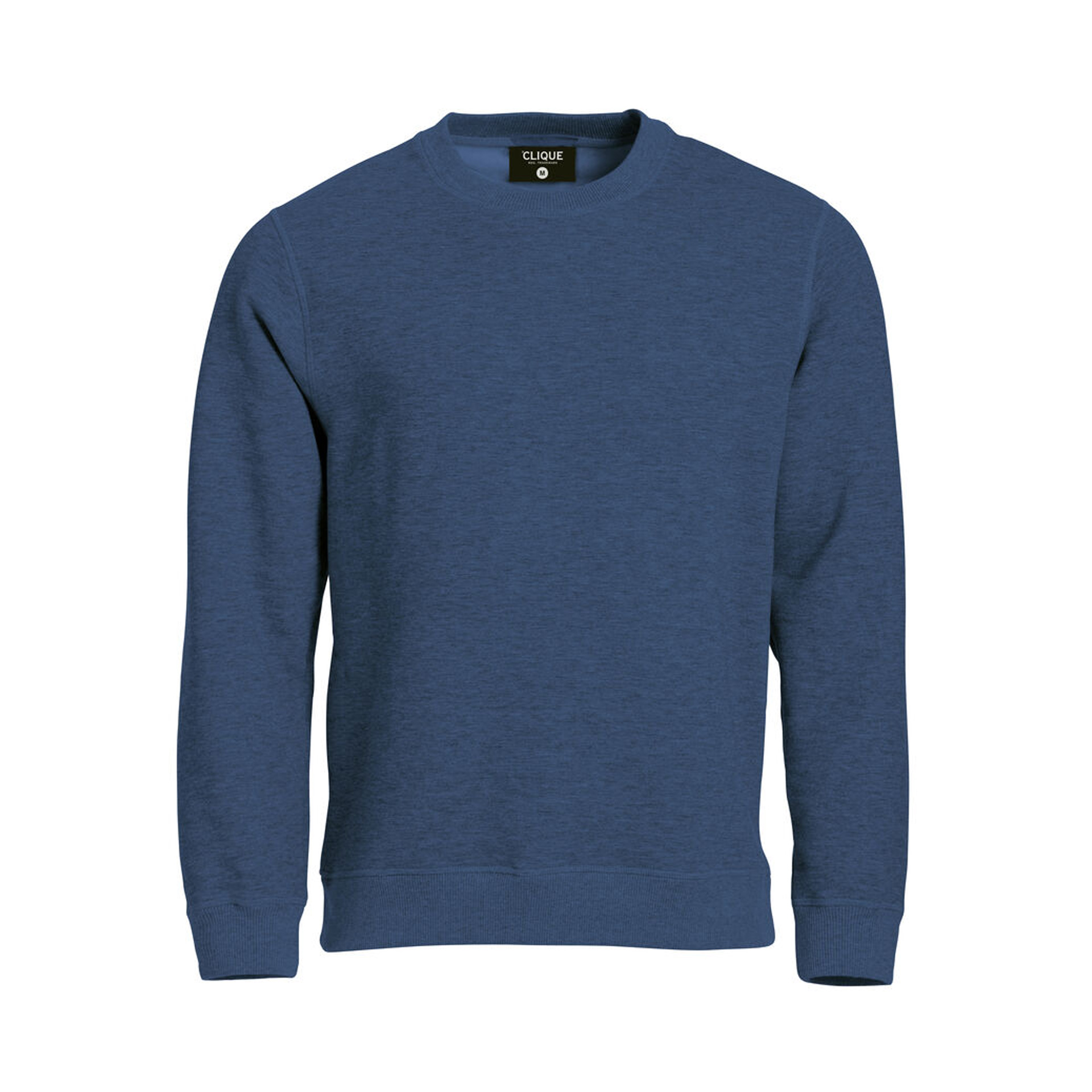 Unisex Sweatshirt Classic Roundneck in Blaumeliert mit Rundhals, Vorderansicht