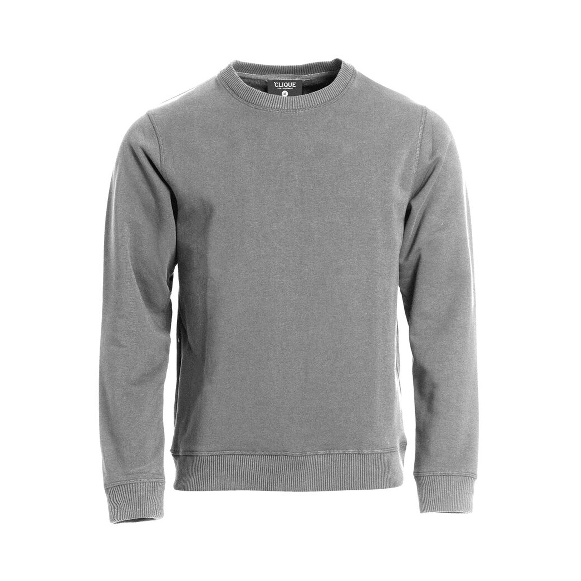 Unisex Sweatshirt Classic Roundneck in Graumeliert mit Rundhals, Vorderansicht