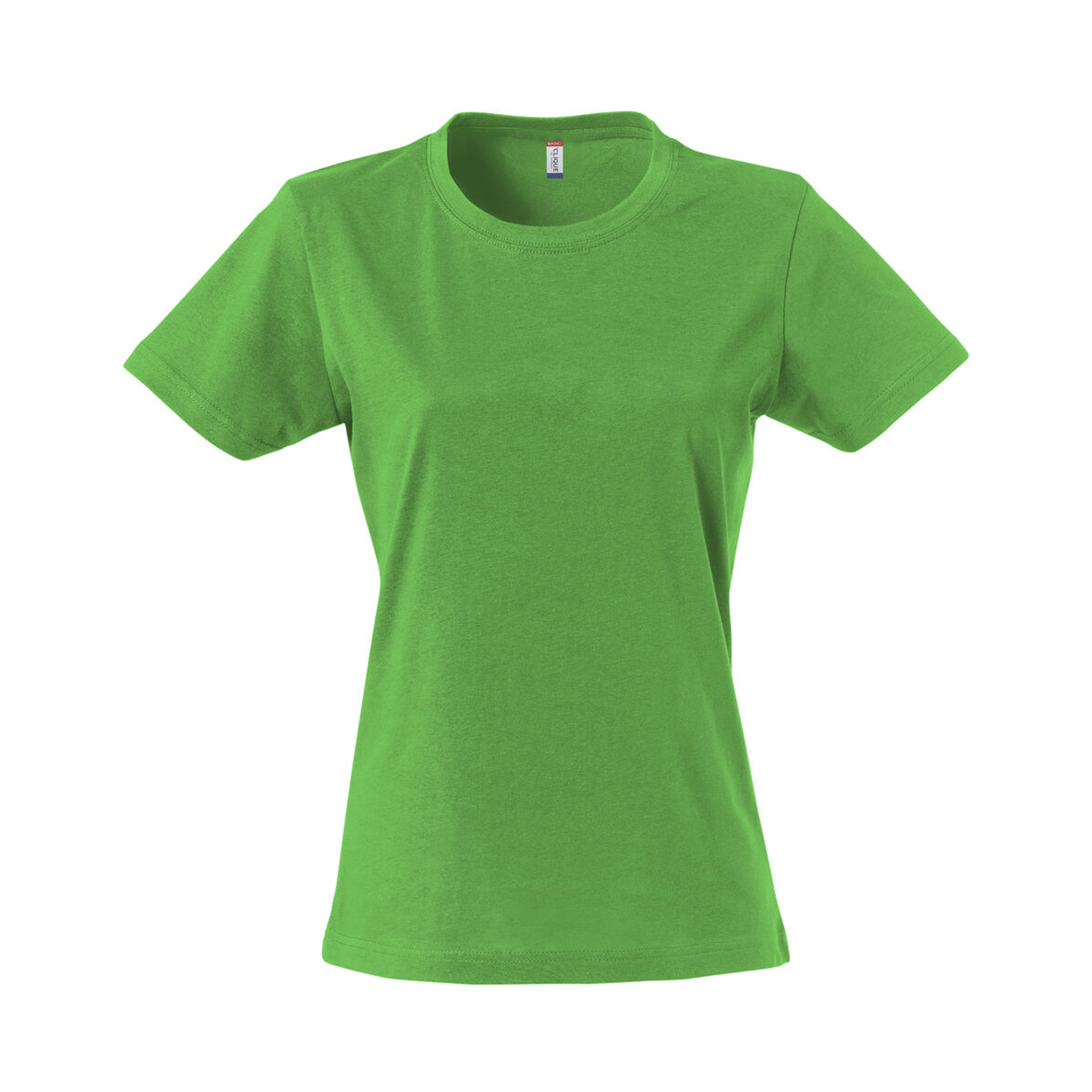 T-Shirt Damen Basic-T in Apfelgrün aus Baumwolle, Vorderansicht