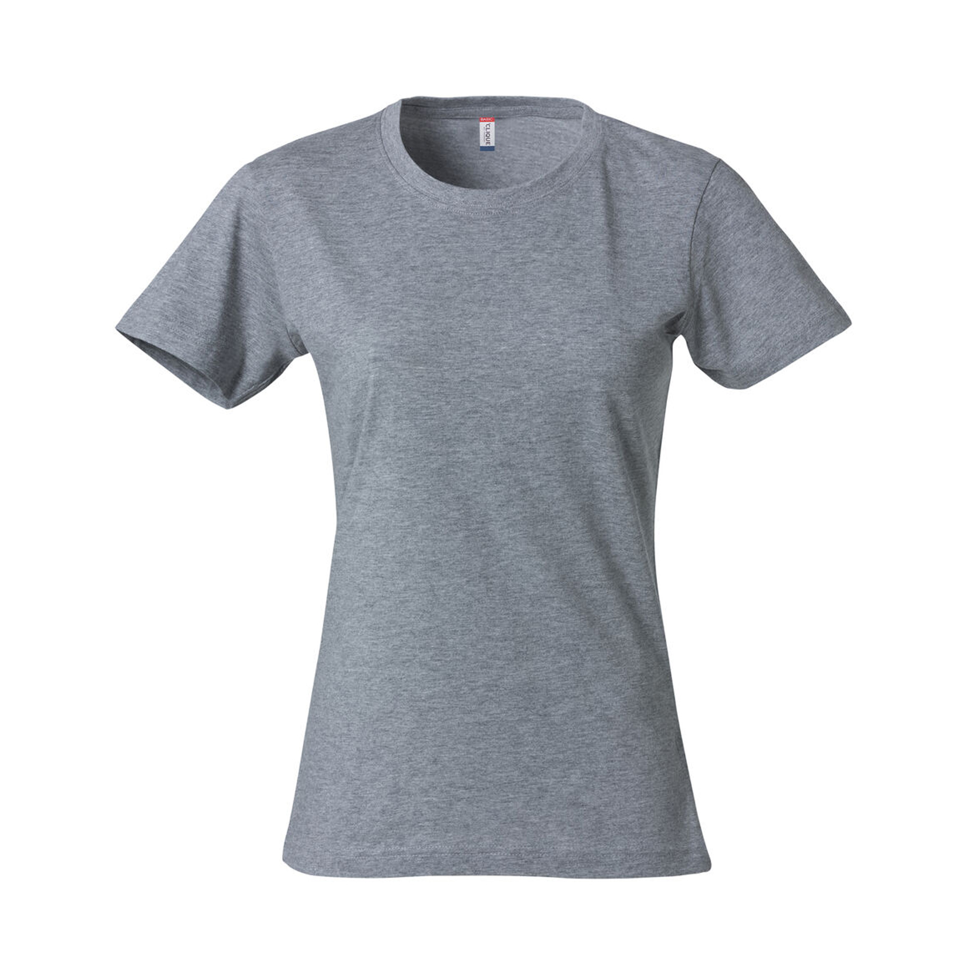 T-Shirt Damen Basic-T in Graumeliert aus Baumwolle, Vorderansicht