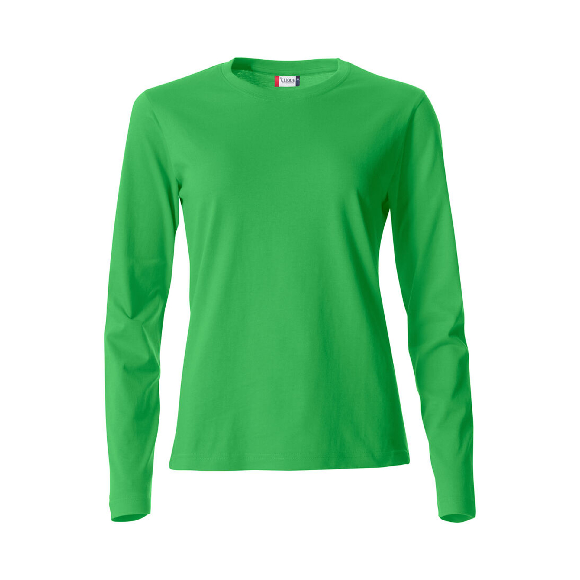 Langarm-T-Shirt Damen Basic-T L/S in Apfelgrün aus Baumwolle, Vorderansicht