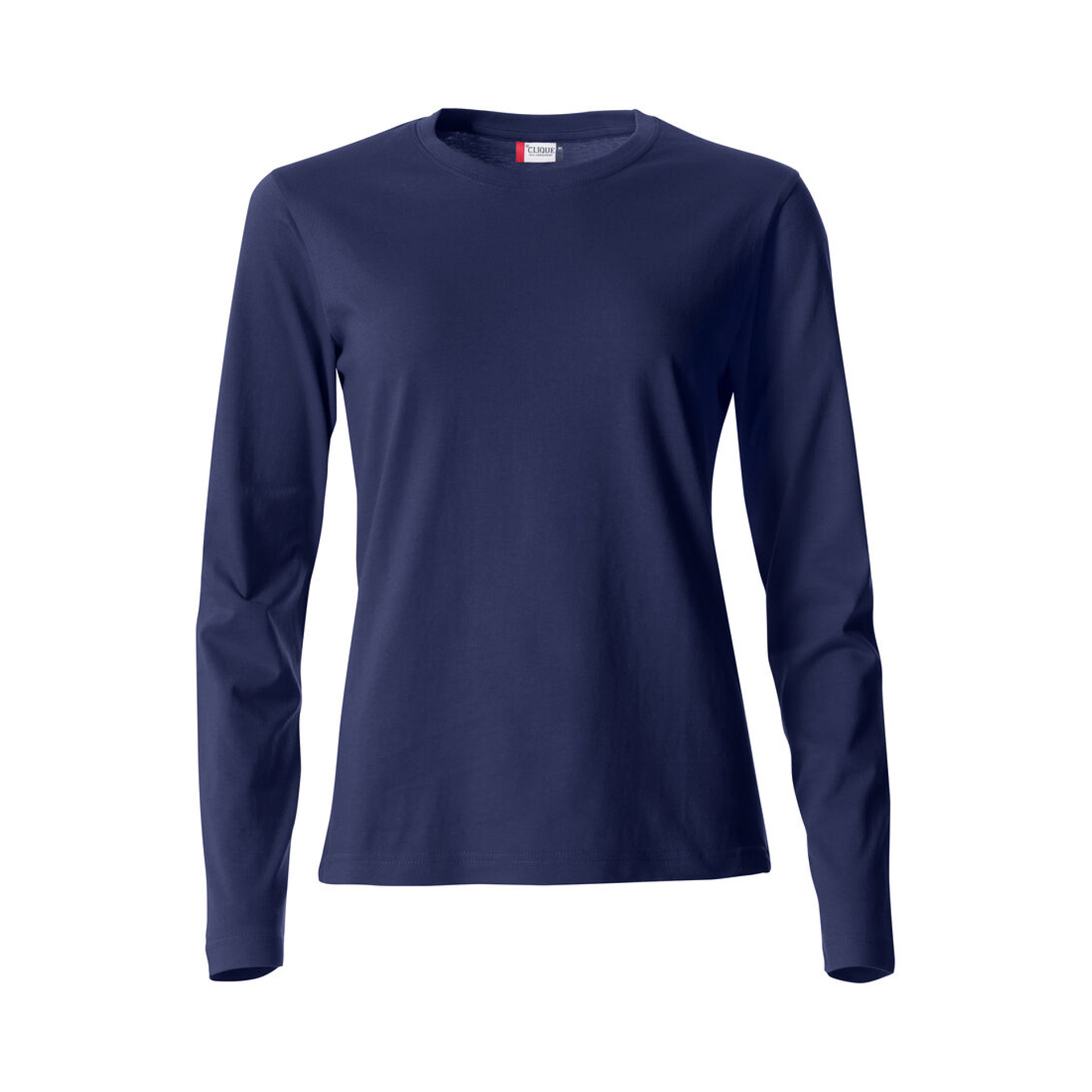 Langarm-T-Shirt Damen Basic-T L/S in Dunkelmarine aus Baumwolle, Vorderansicht