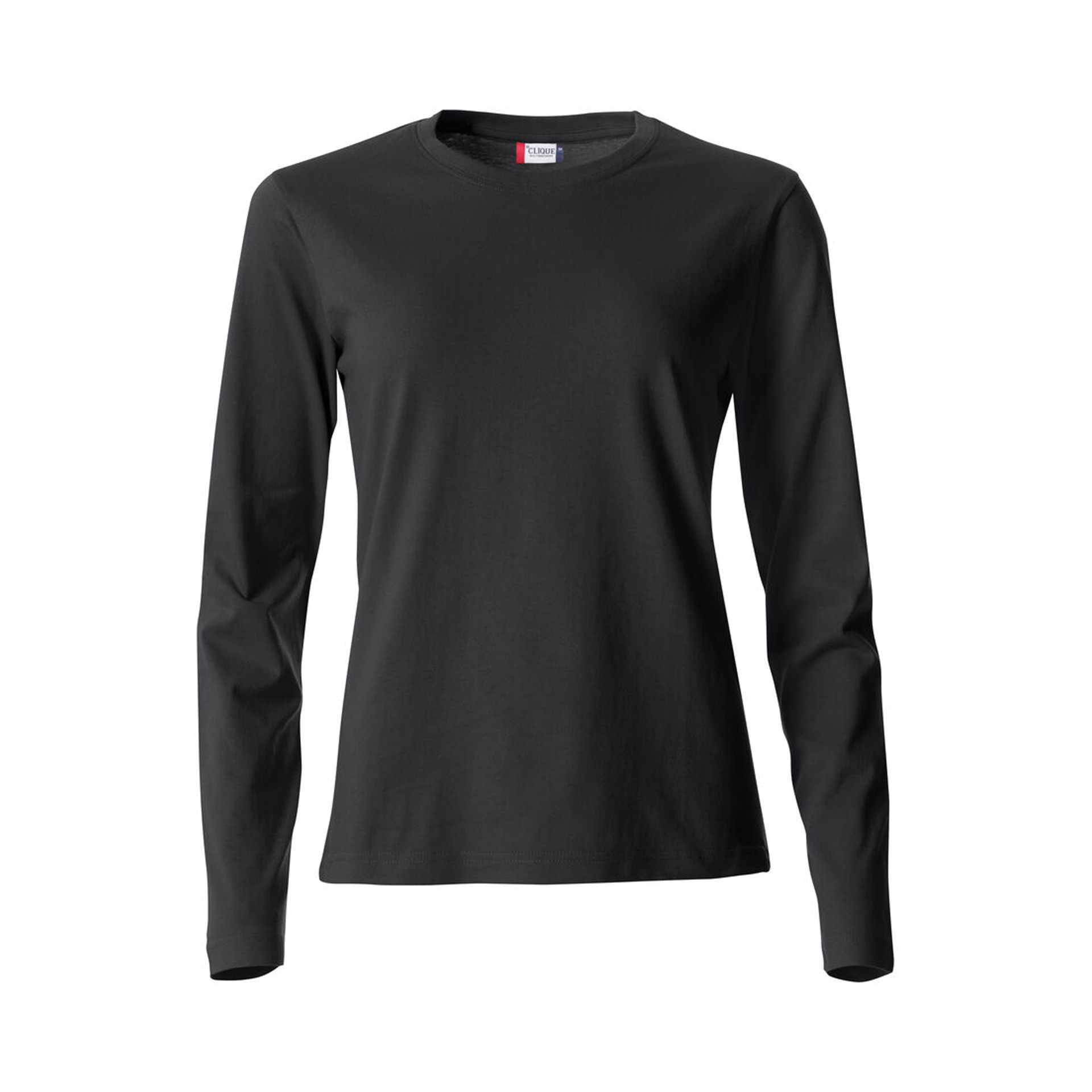Langarm-T-Shirt Damen Basic-T L/S in Schwarz aus Baumwolle, Vorderansicht