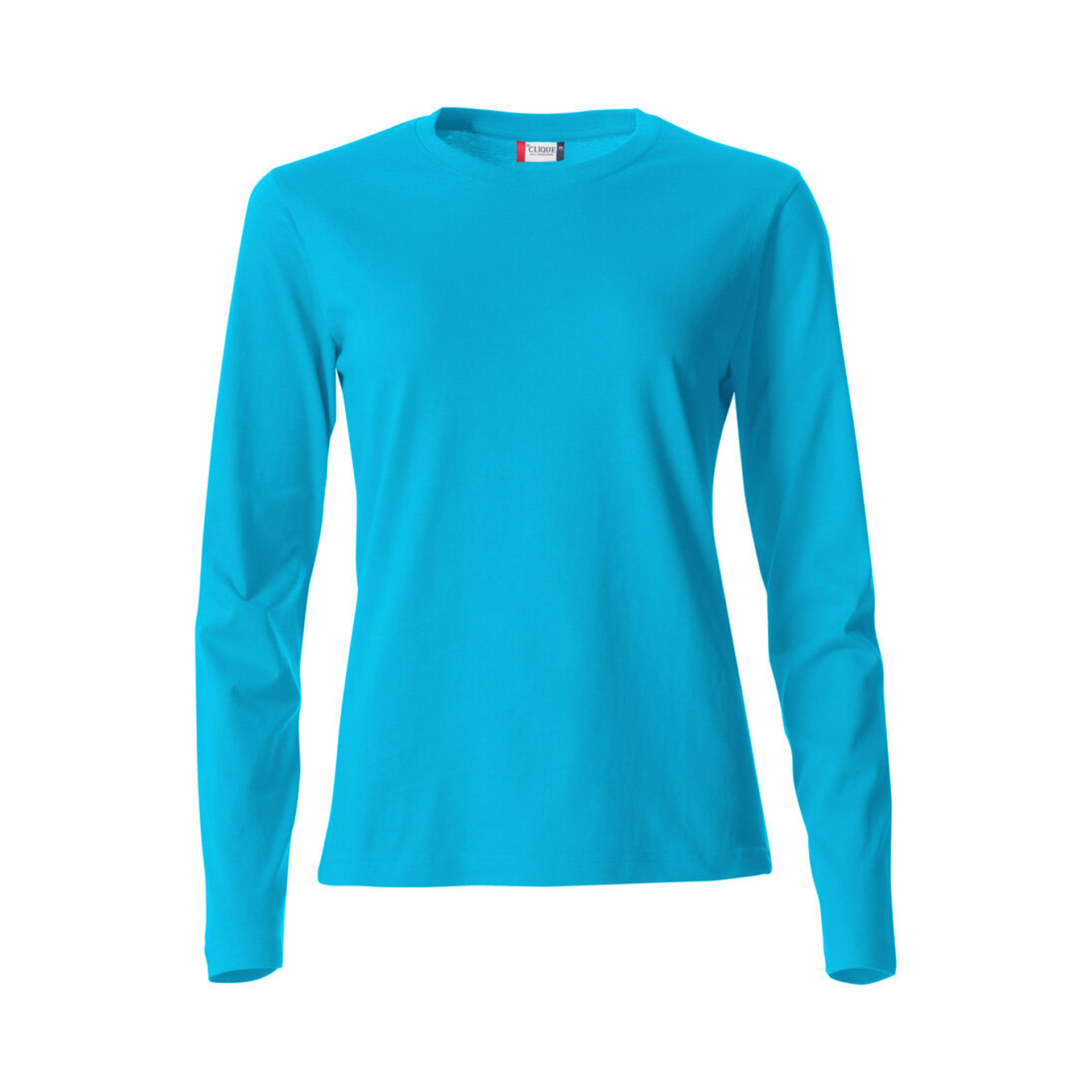 Langarm-T-Shirt Damen Basic-T L/S in Türkis aus Baumwolle, Vorderansicht