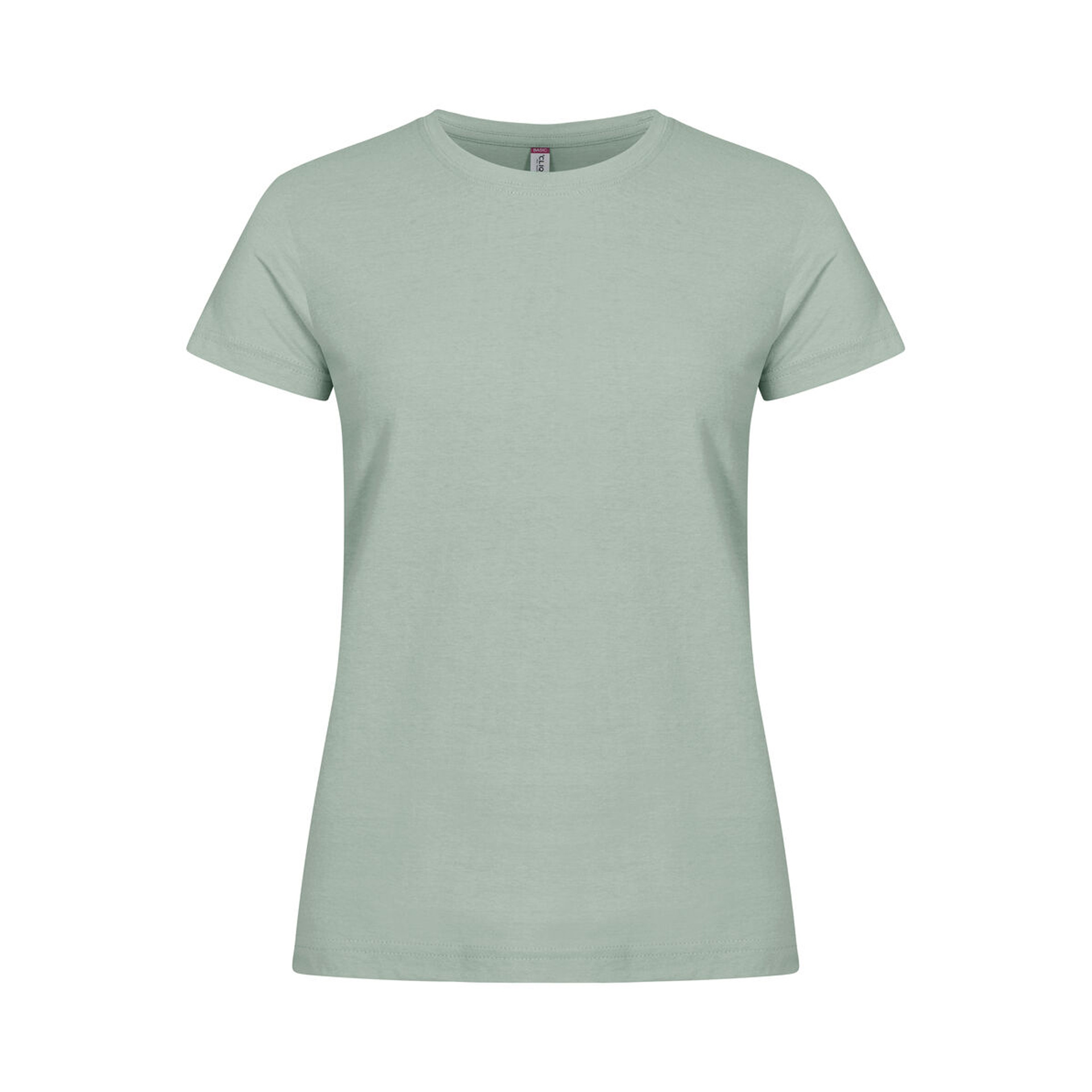 T-Shirt Damen Basic-T in Salbeigrün aus Baumwolle, Vorderansicht