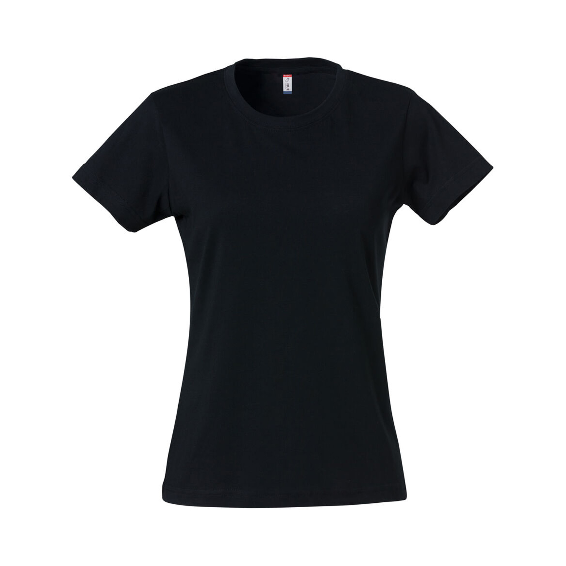 T-Shirt Damen Basic-T in Schwarz aus Baumwolle, Vorderansicht