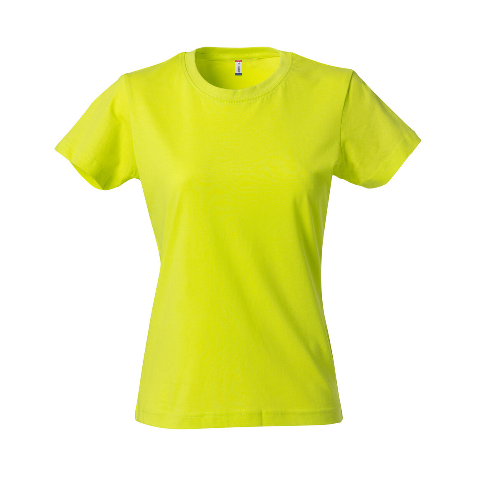 T-Shirt Damen Basic-T in Signalgrün aus Baumwolle, Vorderansicht