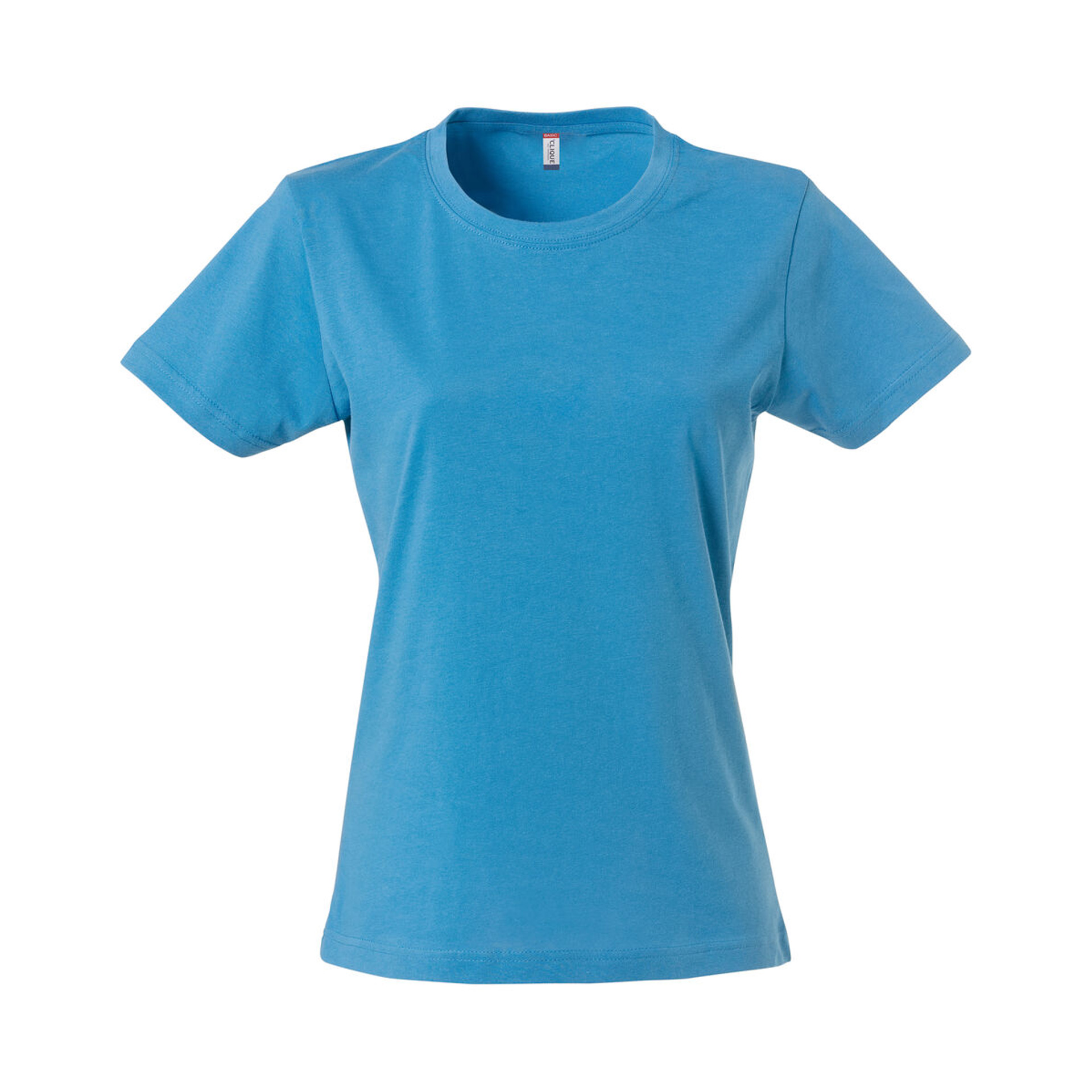 T-Shirt Damen Basic-T in Türkis aus Baumwolle, Vorderansicht
