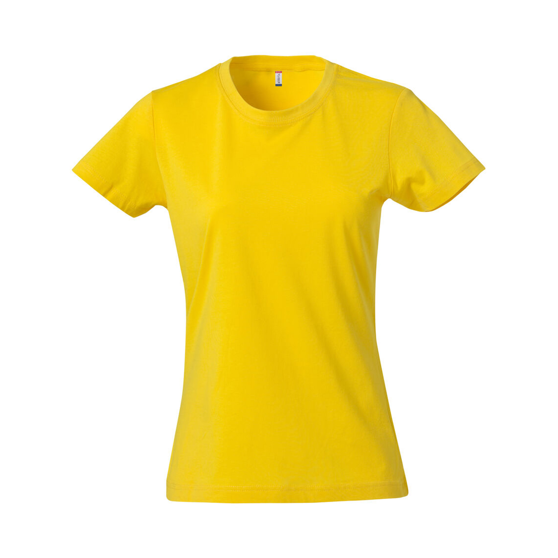 T-Shirt Damen Basic-T in Zitrone aus Baumwolle, Vorderansicht