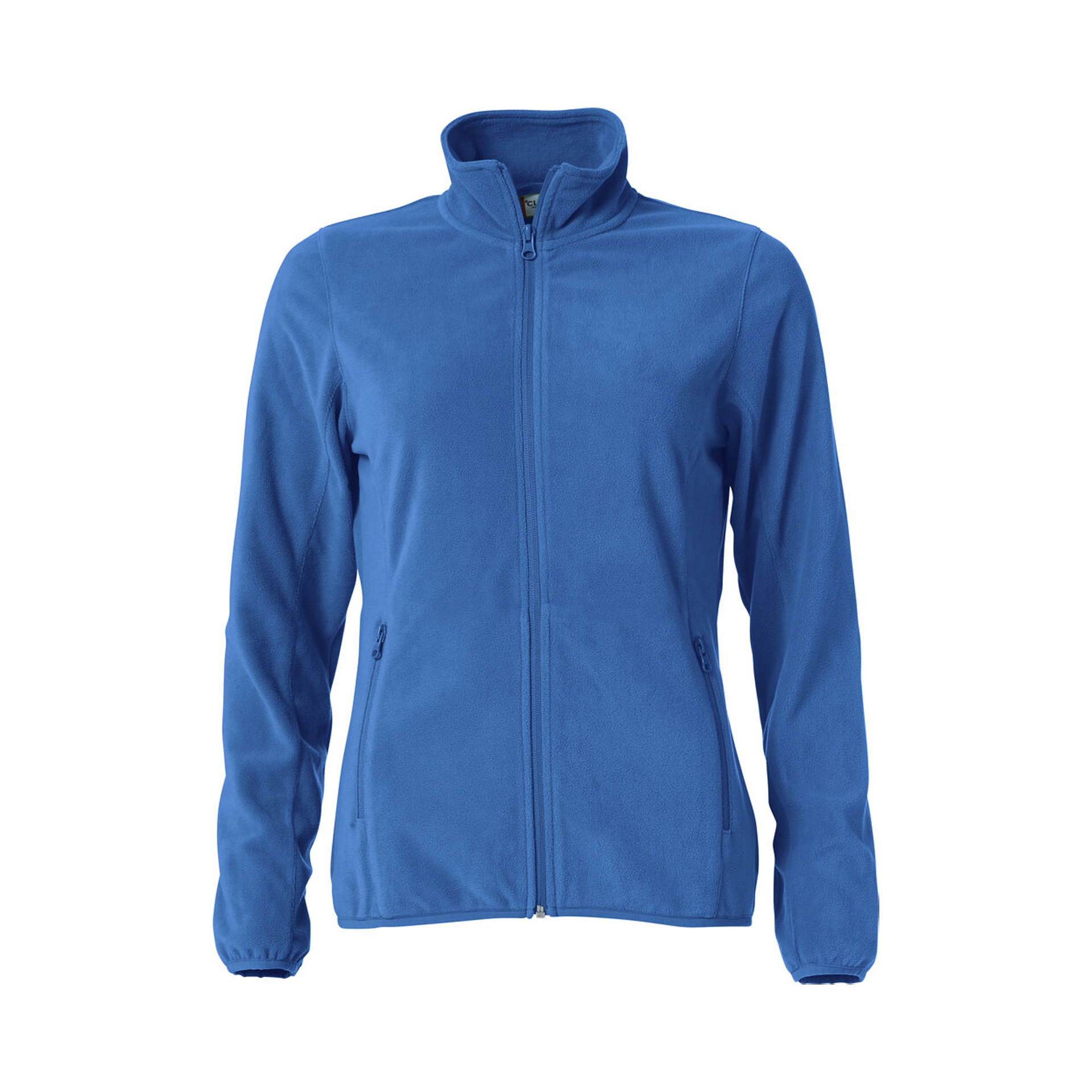 Übergangsjacke Damen Basic Micro Fleece in Royal Blau mit Stehkragen, Vorderansicht